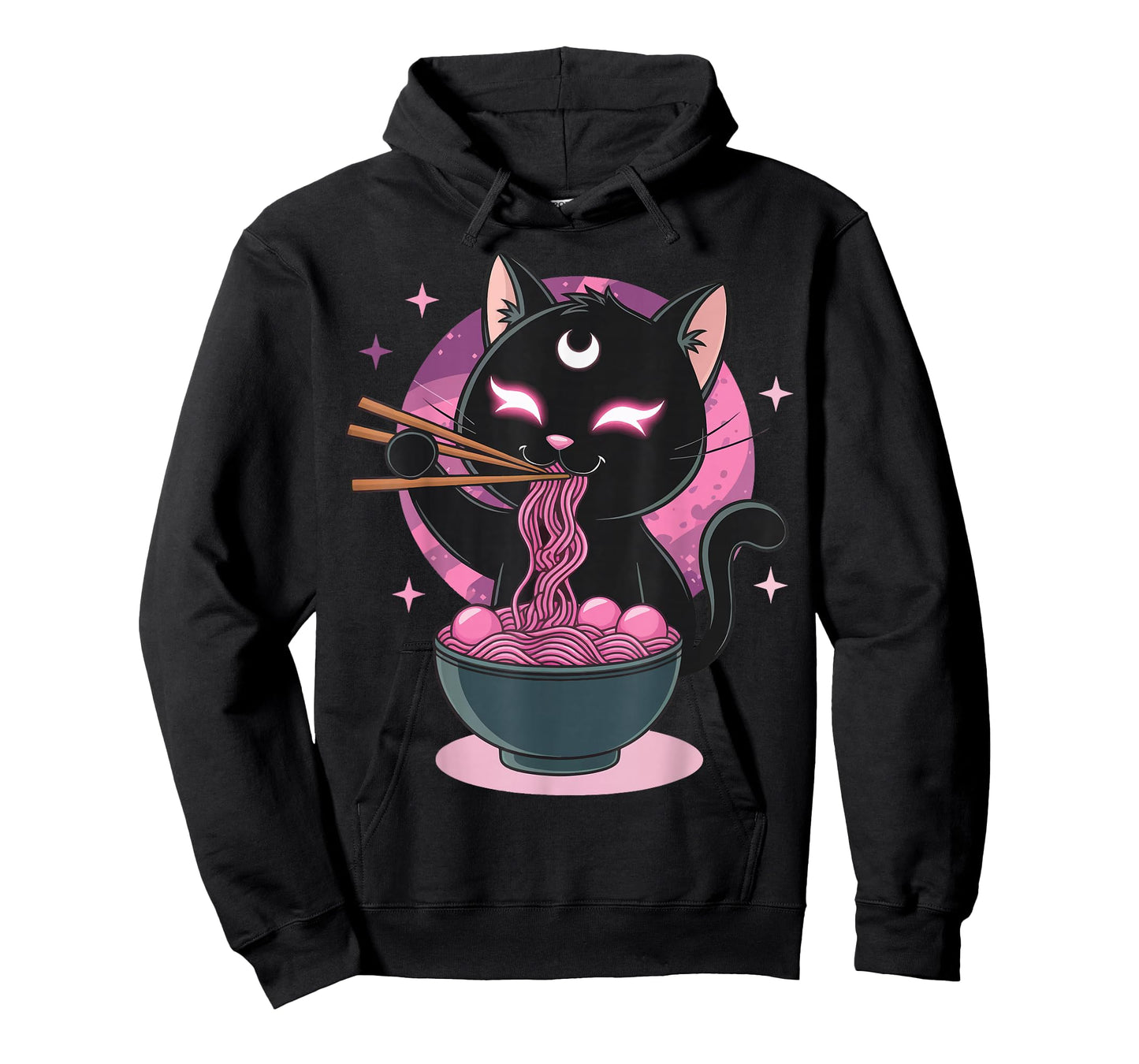 Anime Cat Eating Ramen Retro Kawaii Ramen Cat T-Shirt