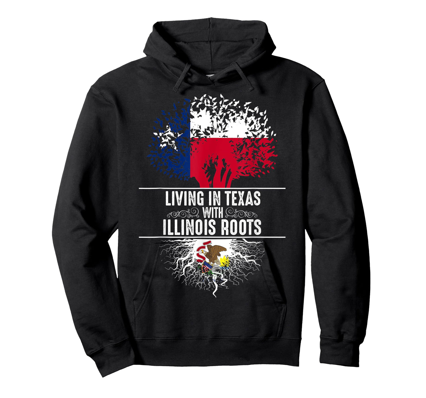 Texas Home Illinois Roots State Tree Flag Love Gift T-Shirt