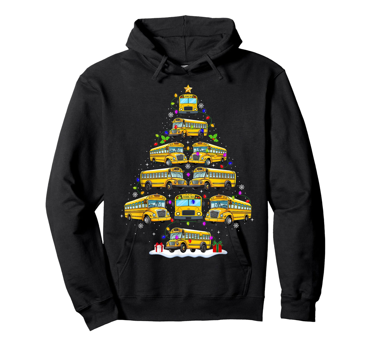 School Bus Christmas Tree Lights Bus Driver Xmas Pajamas T-Shirt