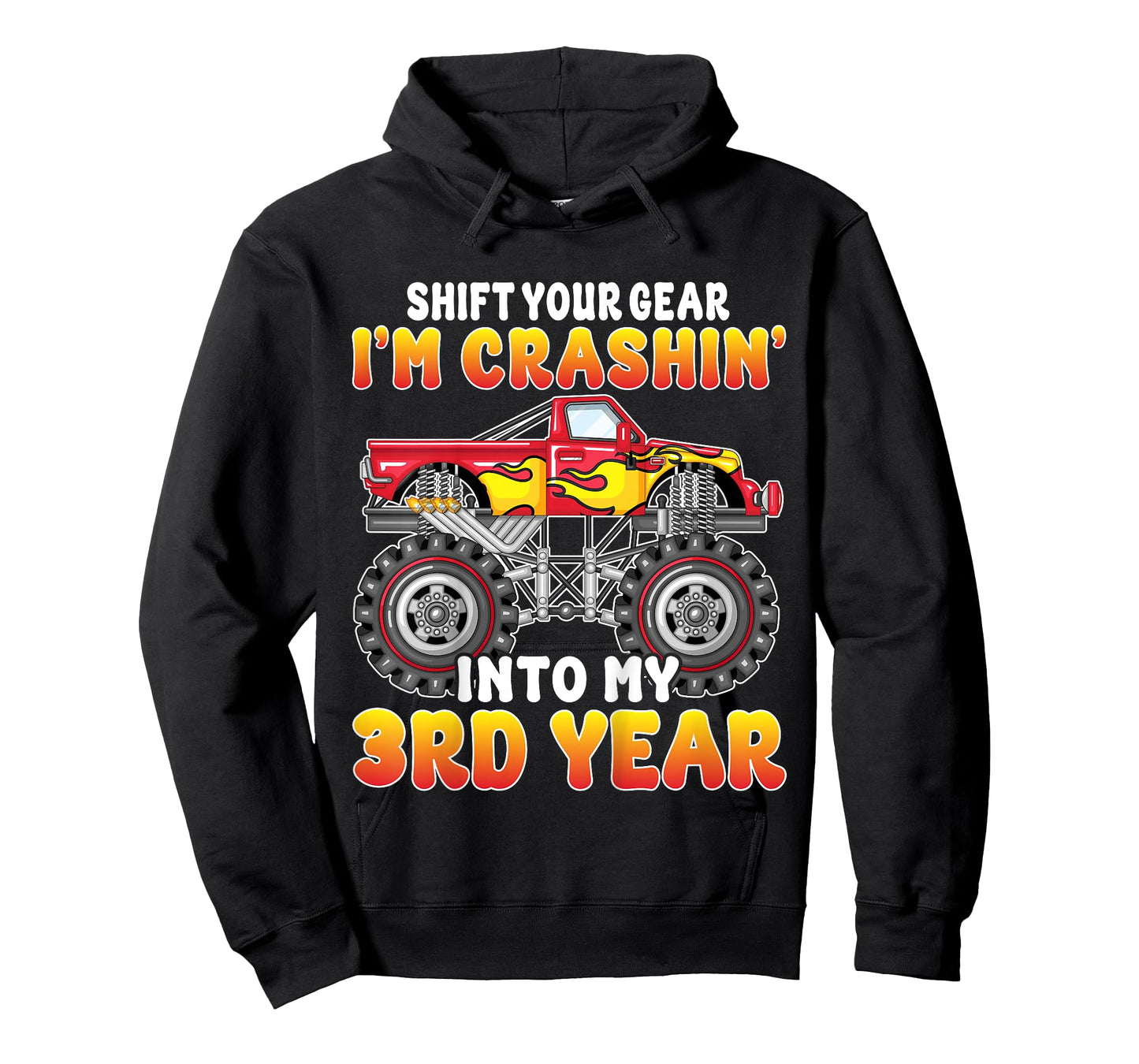 Shift Your Gear Kids 3 Years Old Monster Truck 3rd Birthday T-Shirt
