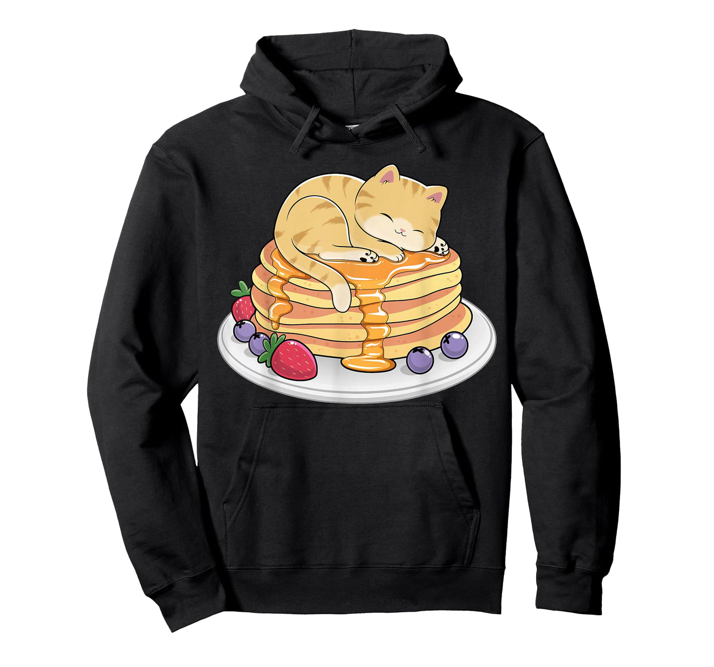 Cat Pancakes Kawaii Anime Cat Nap Funny Breakfast Kitten T-Shirt