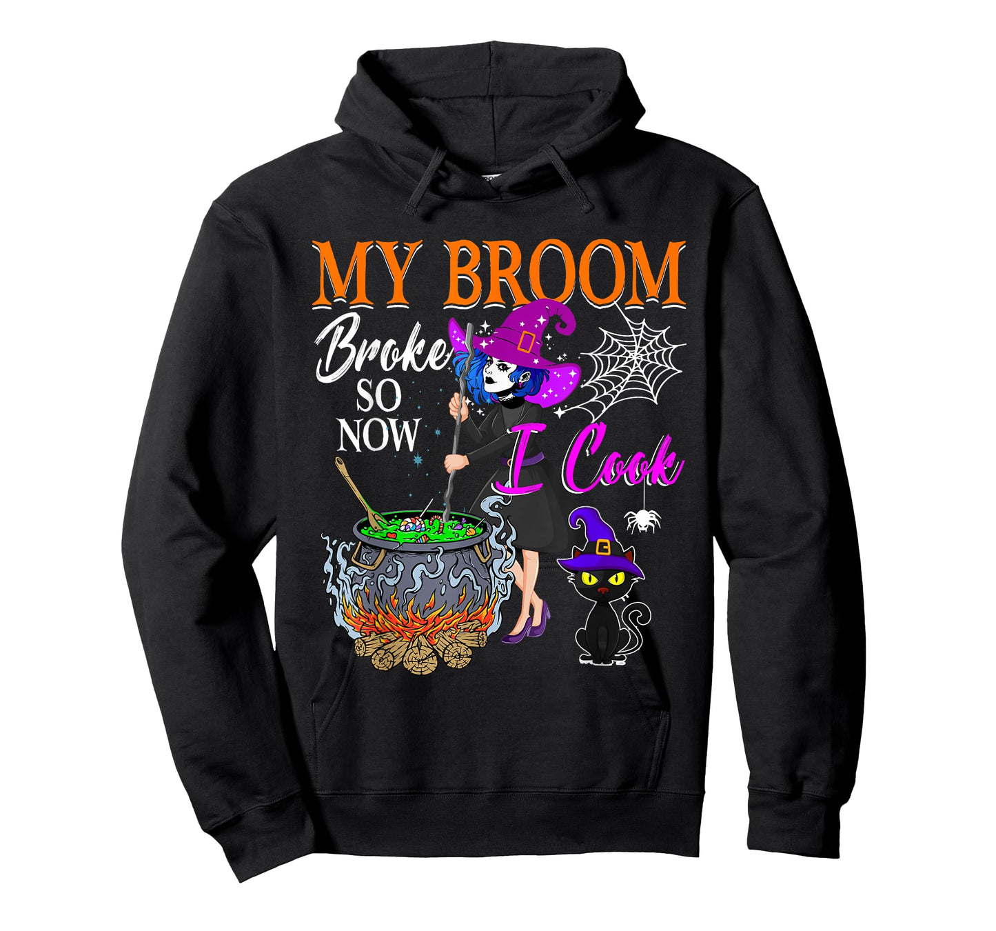 My Broom Broke So Now I Cook Halloween Witch Cute Lady Lunch T-Shirt
