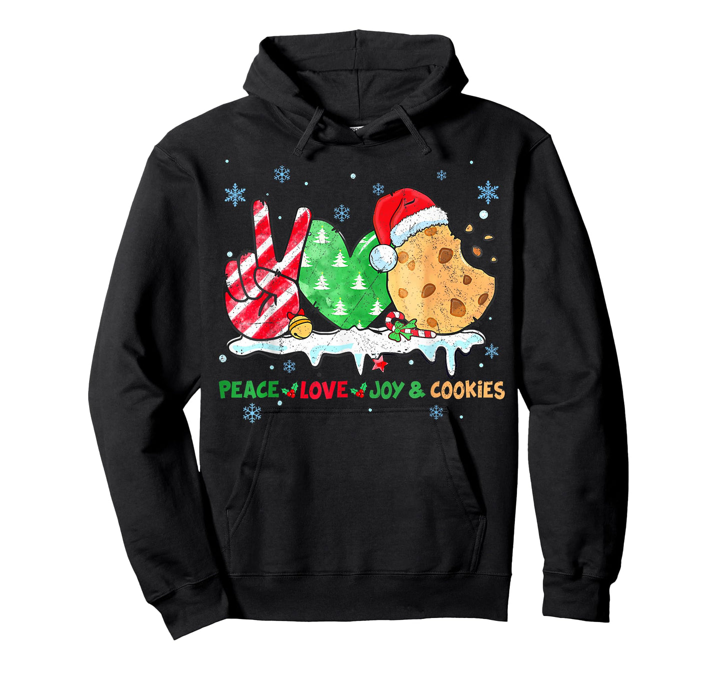 Peace Love Joy And Cookies Funny Christmas Holiday ing T-Shirt