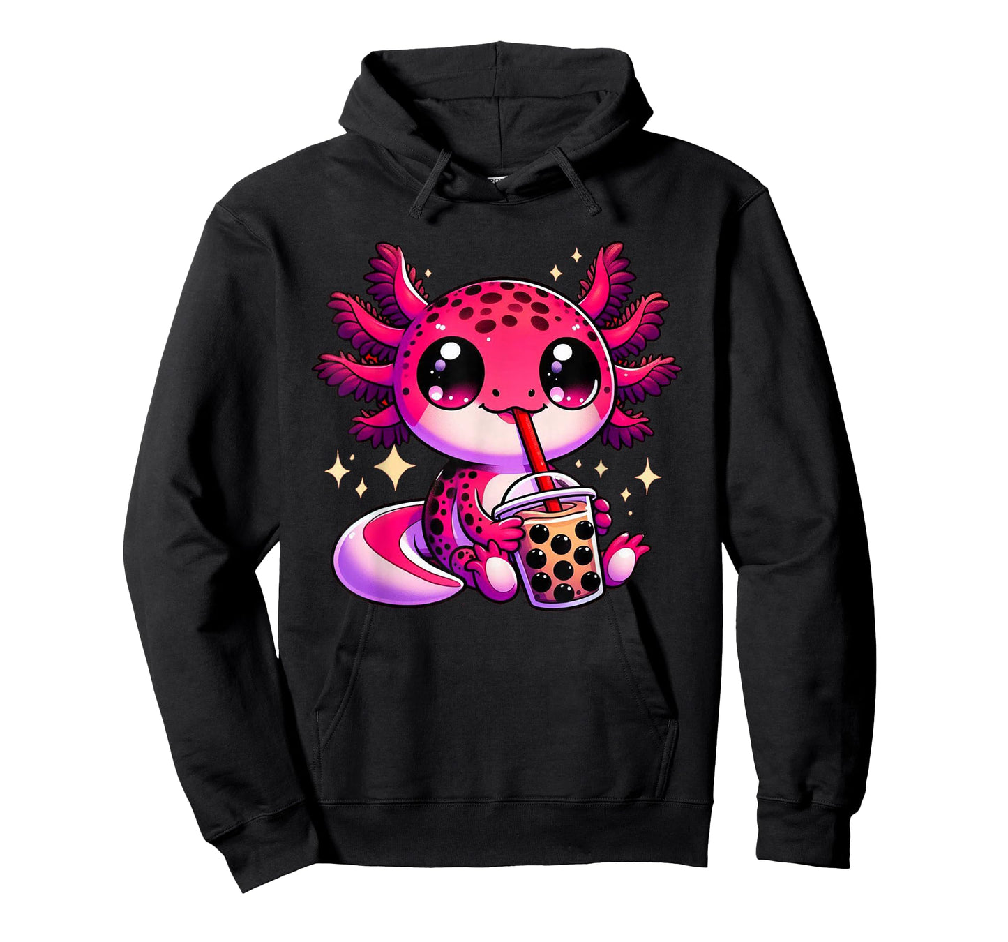 Kawaii Axolotl Enjoying Boba Tea Milk Bubble Drink Adorable T-Shirt
