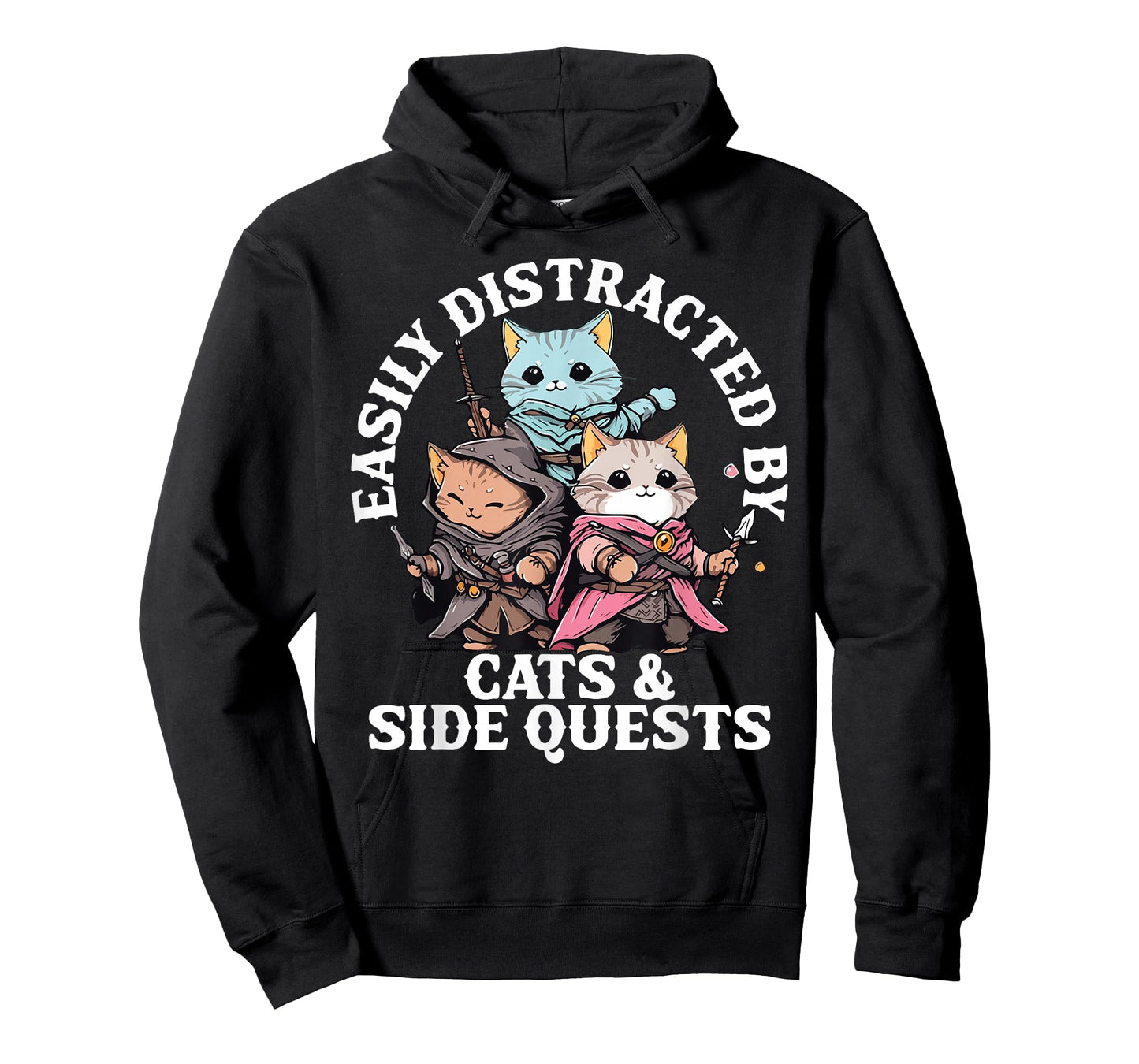 Cats Side Quest Distracted Tabletop Funny Men Women Kids Dad T-Shirt