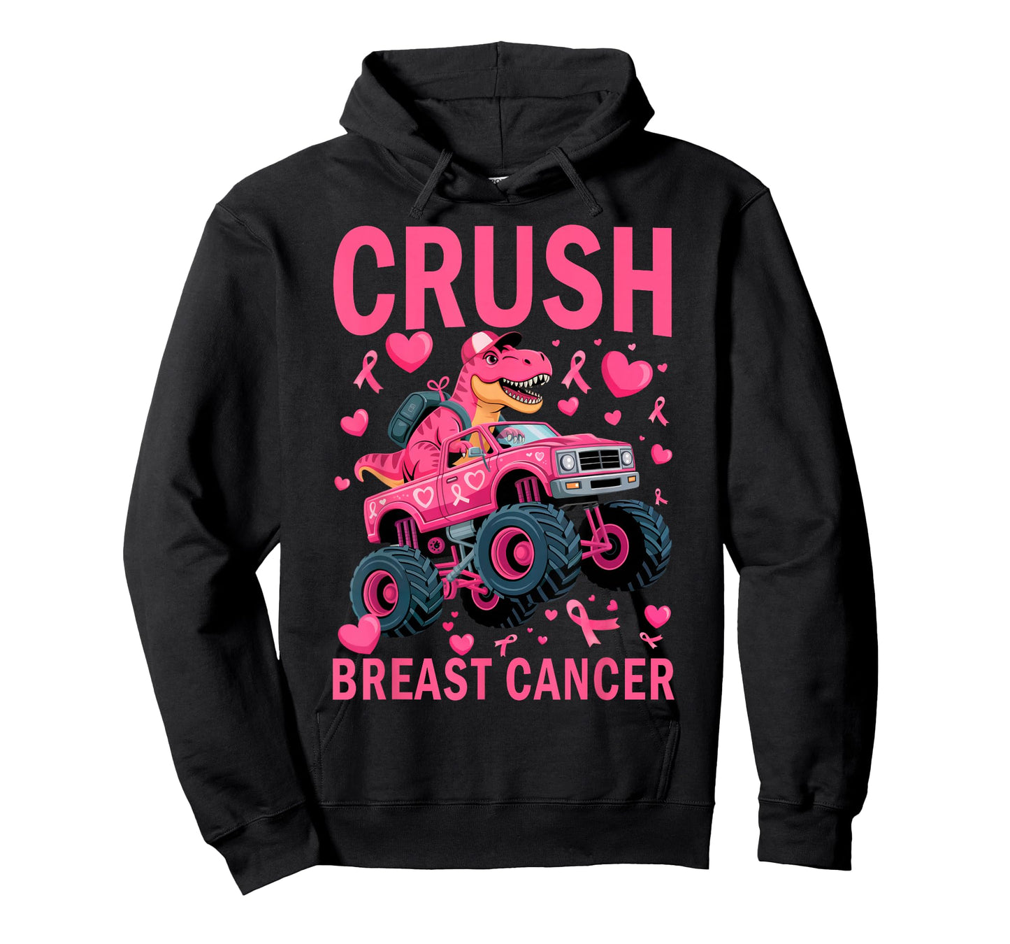 Crush Breast Cancer Awareness Pink Monster Truck Boys Kids T-Shirt