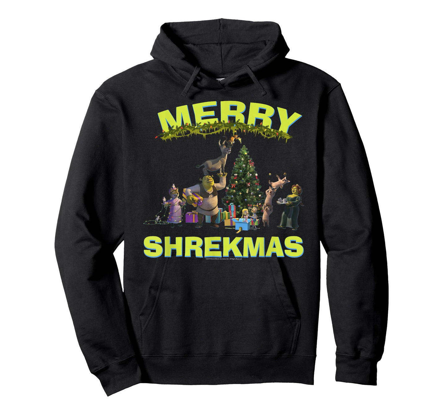 Shrek Group Shot Friends Merry Shrekmas Bold Holiday Text T-Shirt