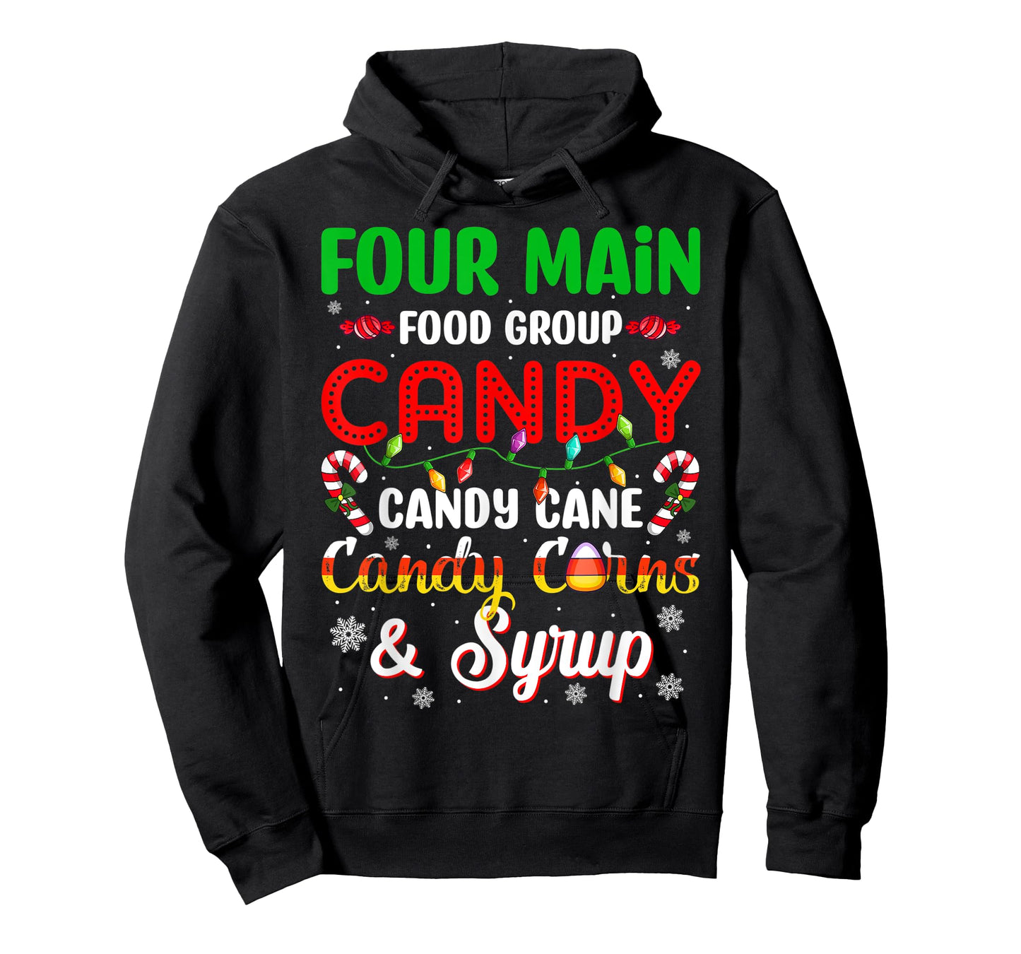 Christmas Pajama Four Main Funny Food Groups Elf Candy Corn T-Shirt