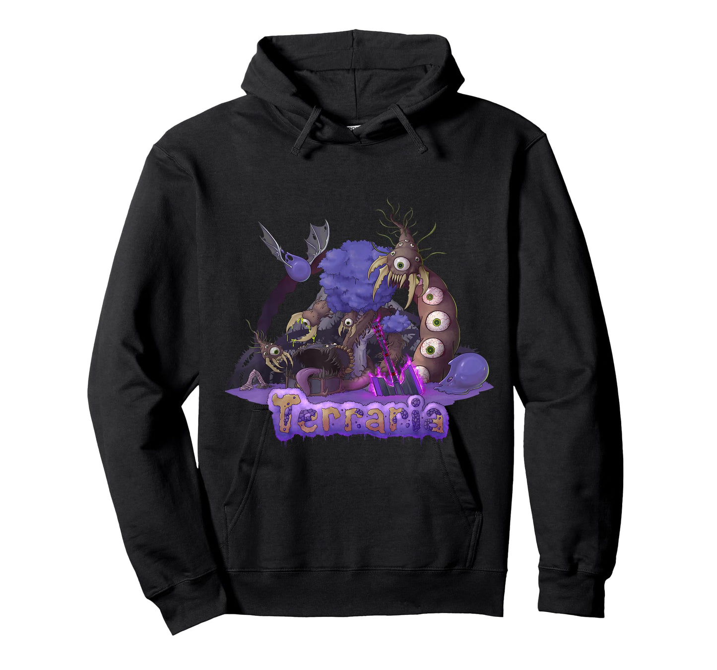 Terraria: The Corruption T-Shirt - Black, Unisex-Adults, Short Sleeve, Classic Fit, Cotton, Polyester, Machine Wash, Small