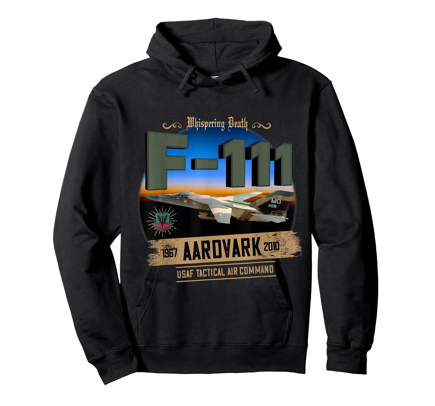 TSH Designs F-111 Aardvark Unisex Adult Black Cotton 100% Short Sleeve Classic Fit T-Shirt