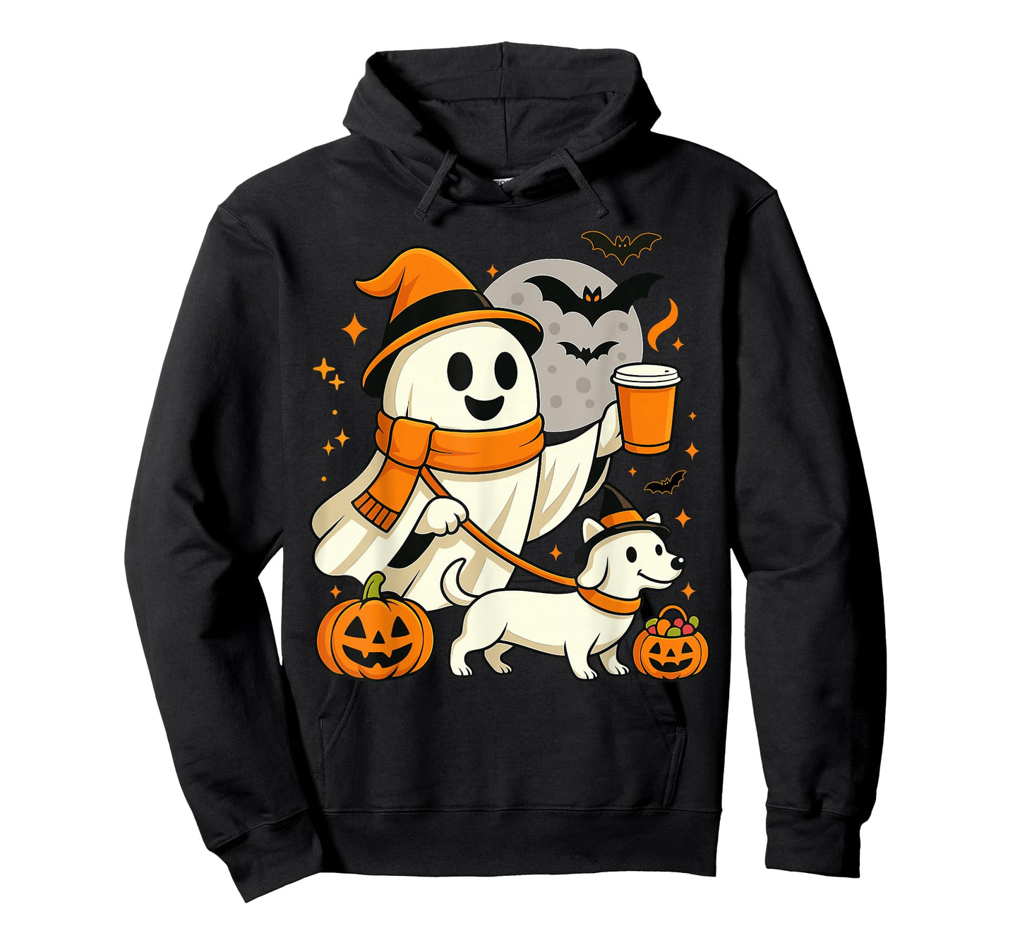 Ghost Walking Dachshund Spooky Season Halloween Dog T-Shirt