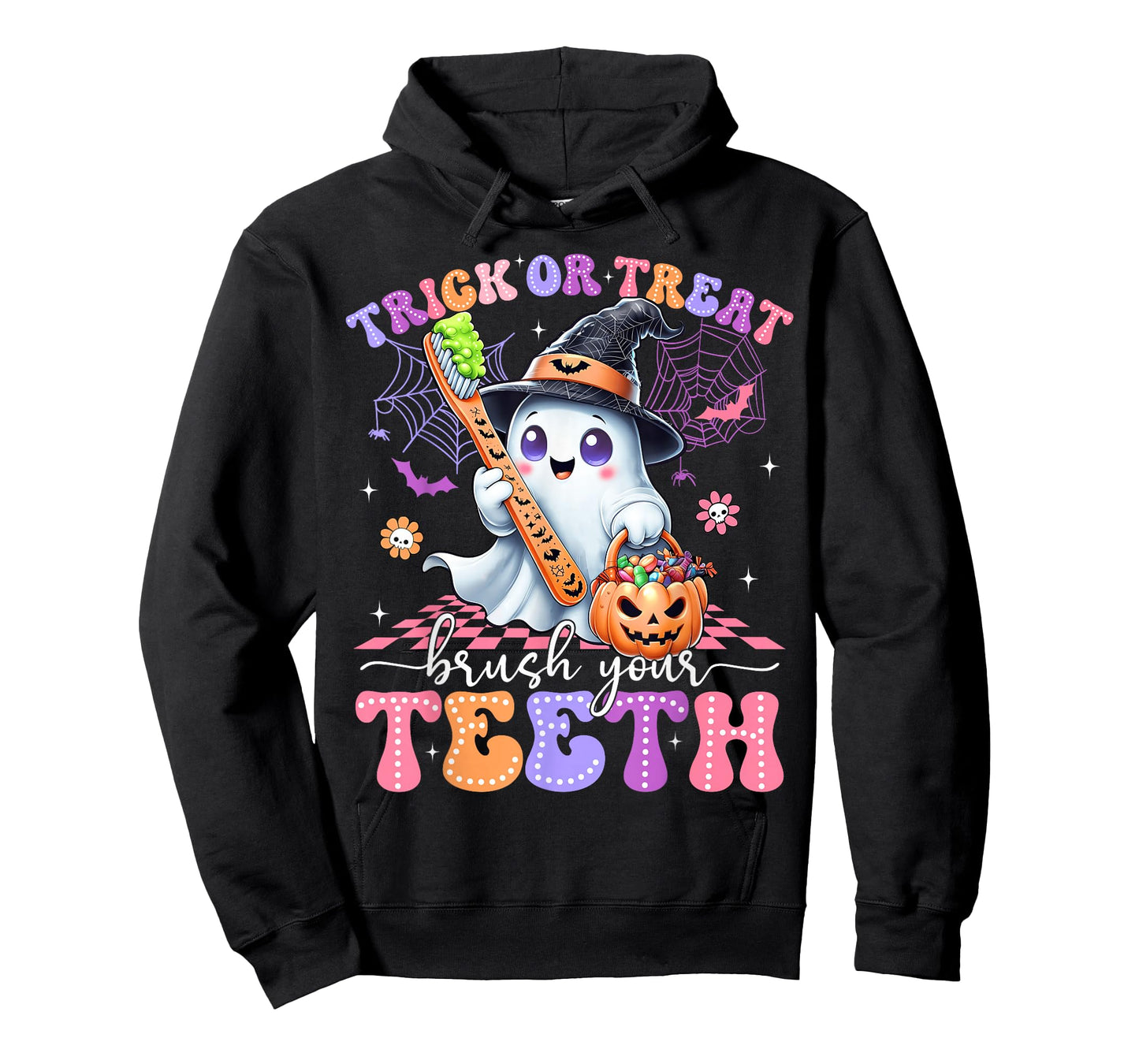 Retro Halloween Trick Or Treat Brush Your Teeth Cute Dentist T-Shirt