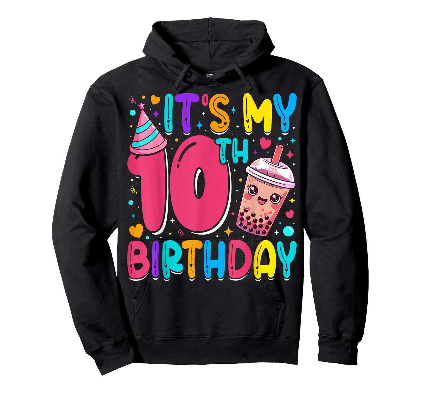 It's My 10th Birthday Bubble Boba Tea Party 10 Year Old Girl T-Shirt