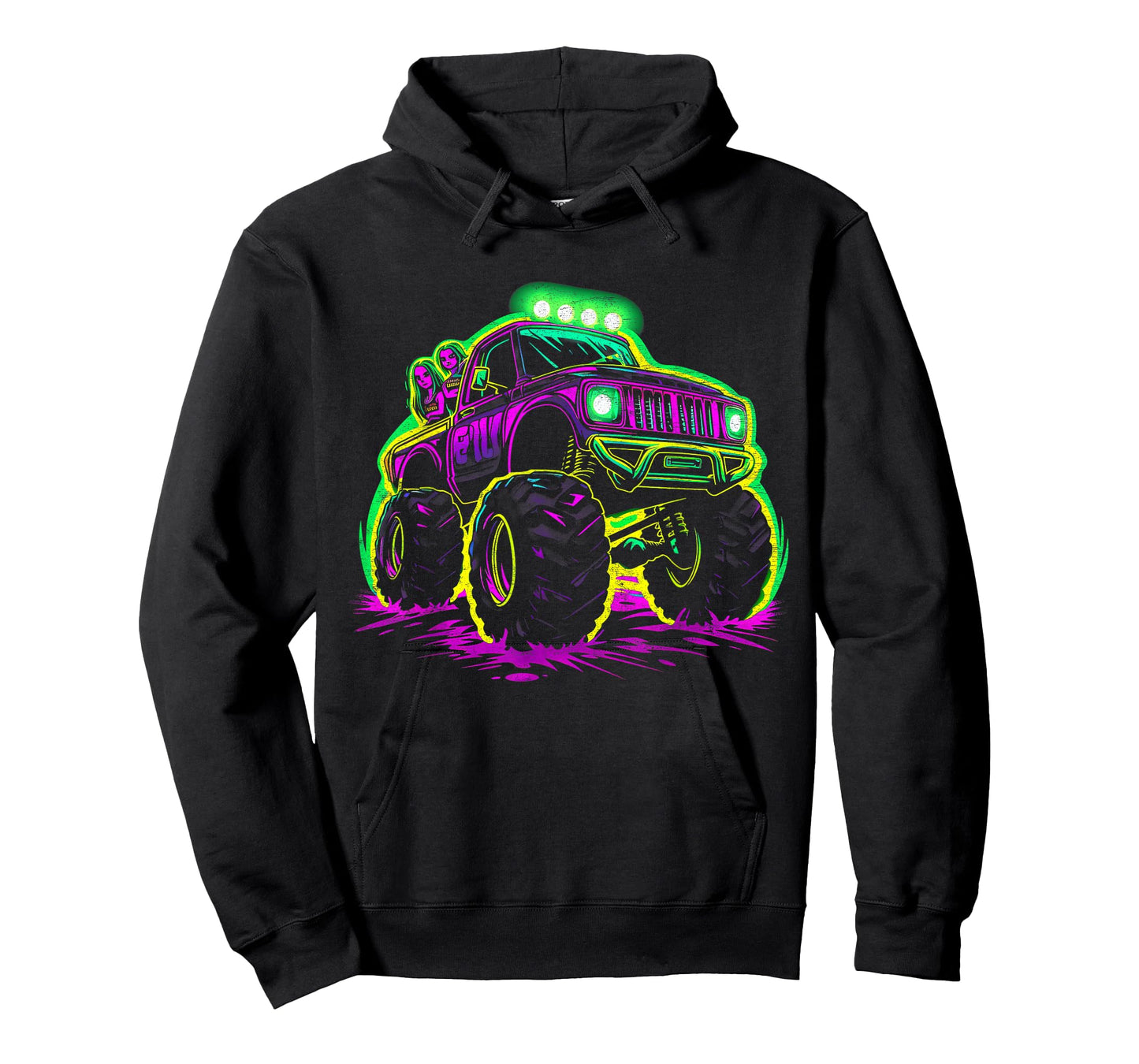 Cool Glowing Monster Truck Vintage Kids Fun Adventure T-Shirt