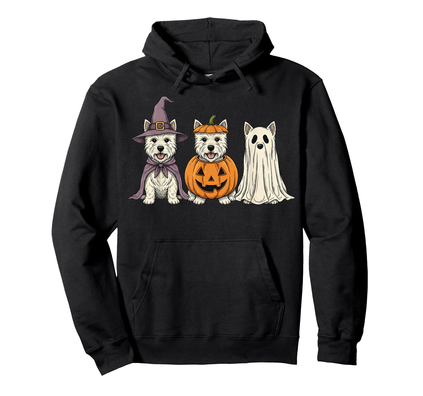 Spooky Ghost West Highland White Terrier Pumpkin Halloween T-Shirt
