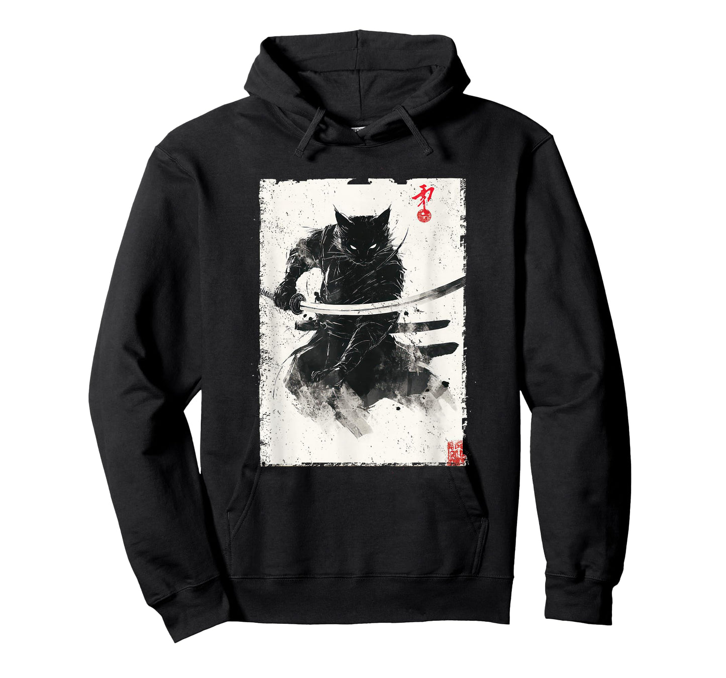 Vintage Samurai Cat Graphic Art Japanese Ukiyo-e T-Shirt