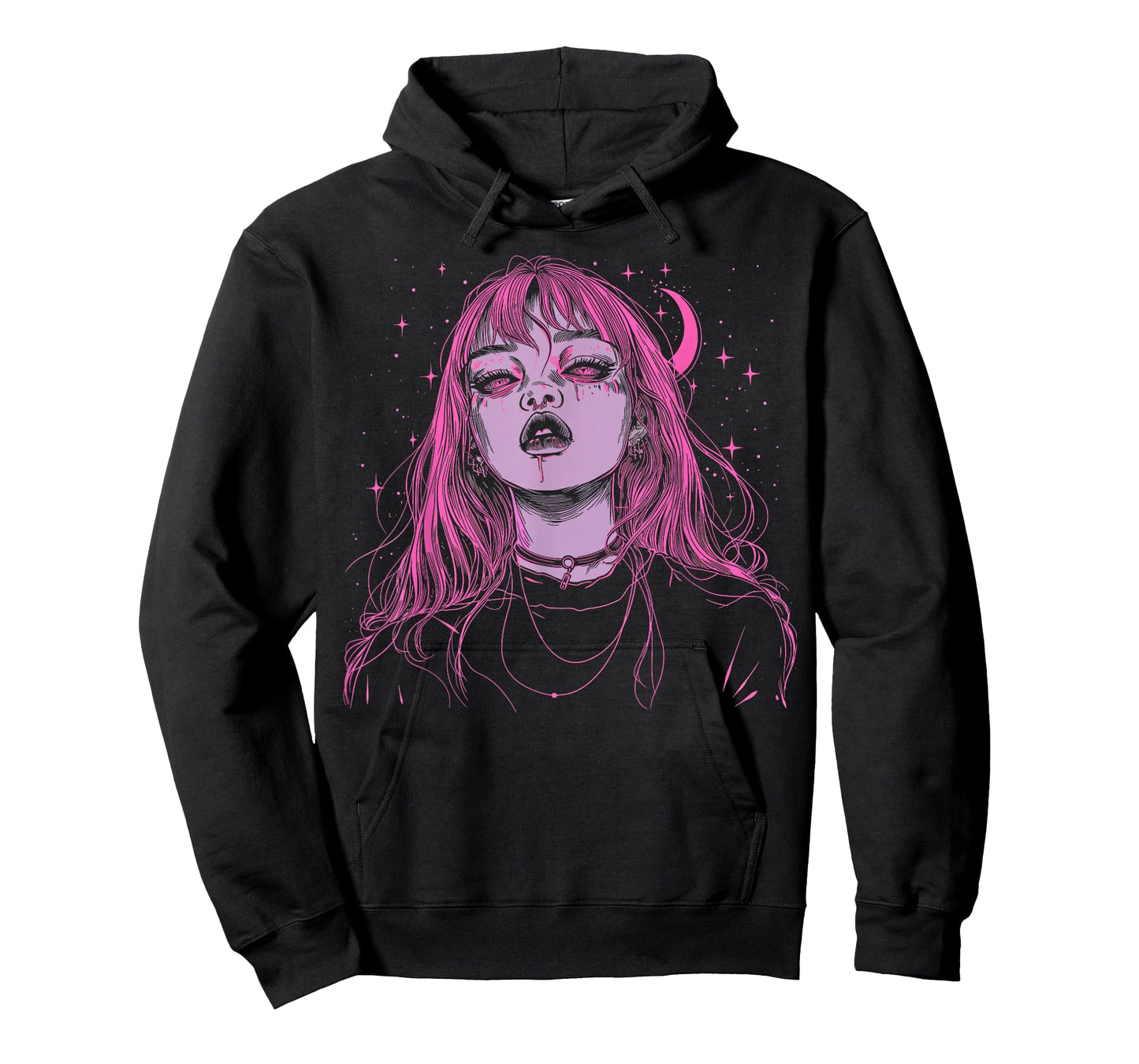 Goth Grunge Demon Anime Girl Waifu Horror Alt Pink Aesthetic T-Shirt
