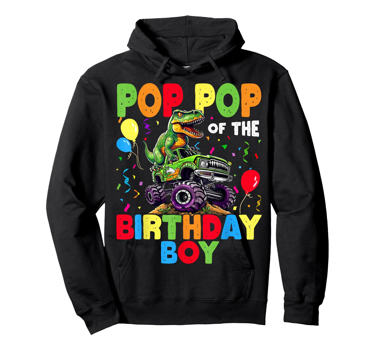 Pop Pop Of The Birthday Boy Dinosaur T-Rex Monster Truck T-Shirt