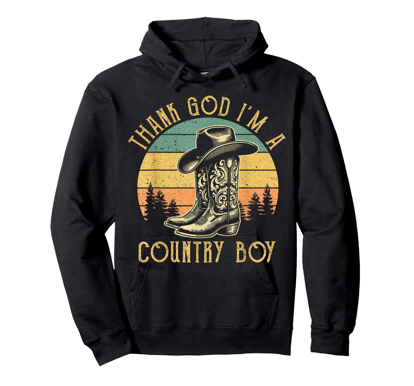 Thank God I'm A Country Music Boy Cowboy Western Retro T-Shirt