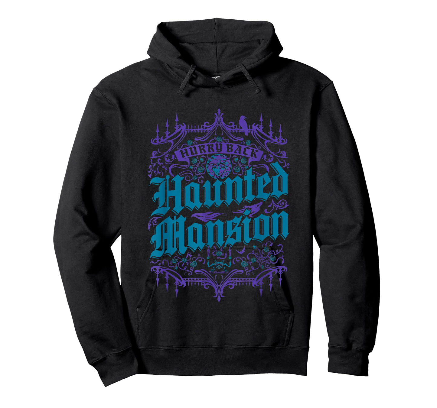 The Haunted Mansion Hurry Back Gothic Pattern Chest Poster T-Shirt