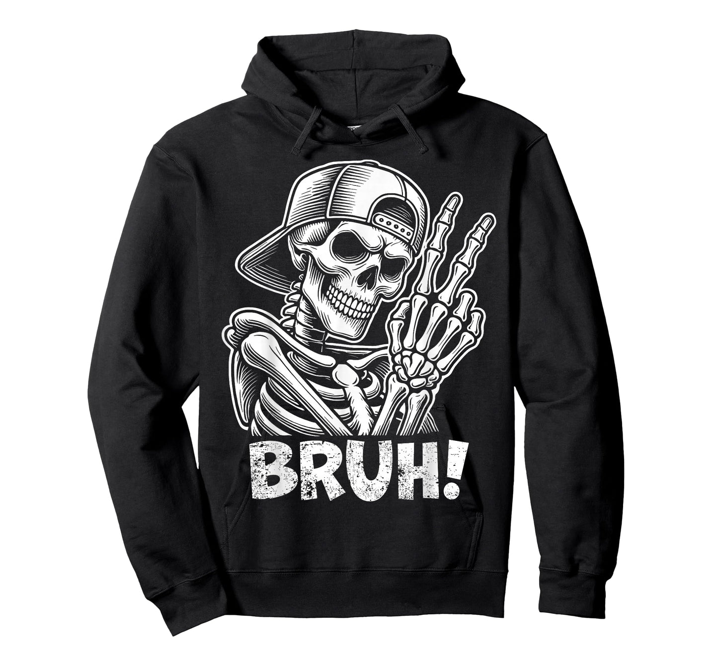 Bruh Skeleton Hand Peace Sign Halloween Skeleton Hand Sign T-Shirt