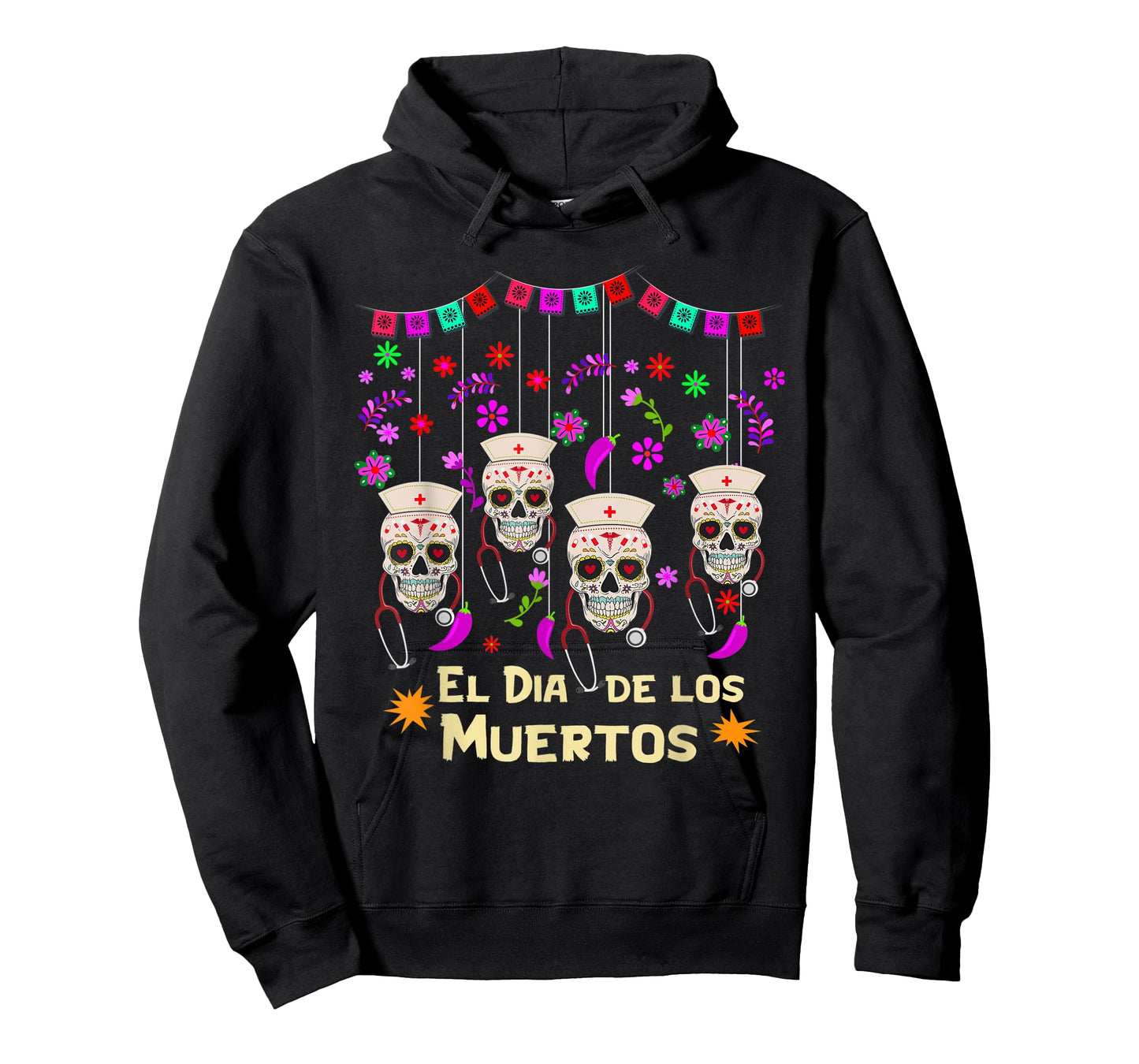 Dia de Los Muertos Nurse Day of Dead Sugar Skull Mexican T-Shirt