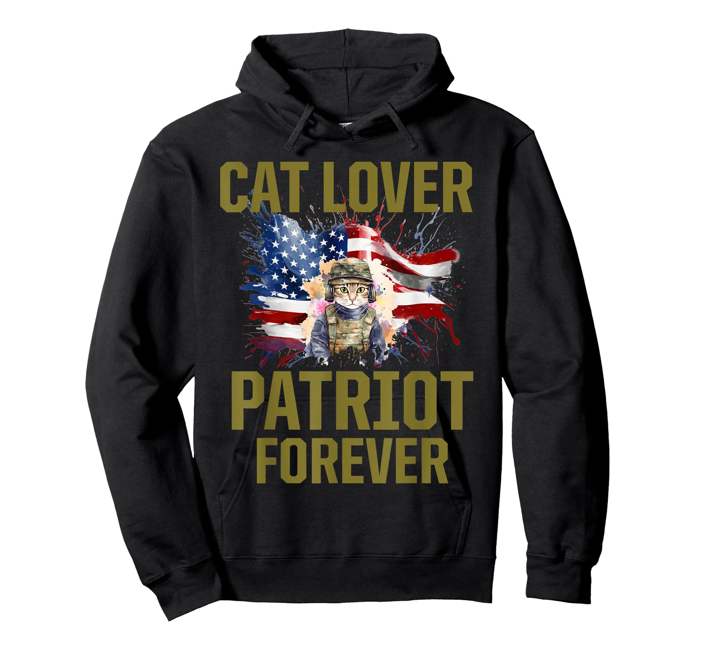 Cat Lady Veteran United States US Female Army Military Flag T-Shirt