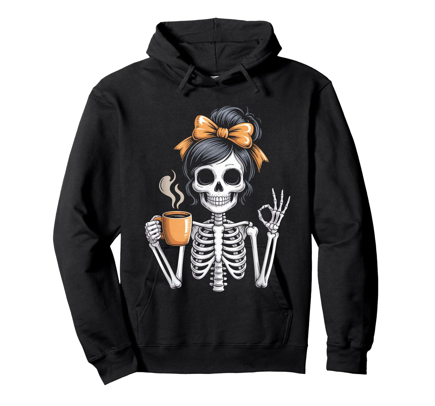 Halloween Skeleton Messy Bun Coffee Funny Costume Mom Women T-Shirt