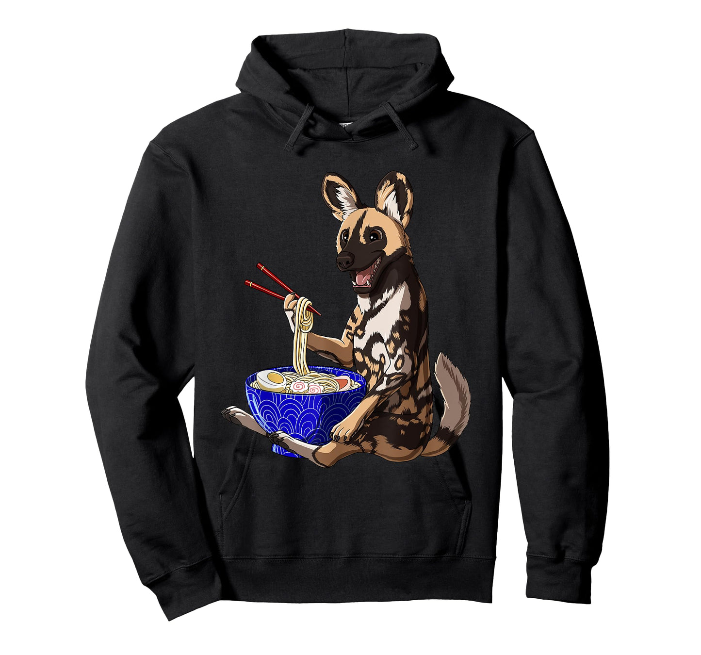 Japanese Noodles Kawaii Ramen Bowl Funny African Wild Dog T-Shirt