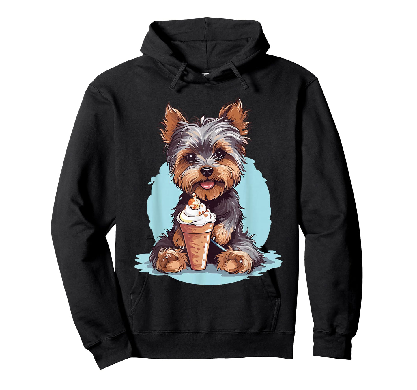 Yorkie Dog Anime Eating Ice Cream Summer Cute T-Shirt