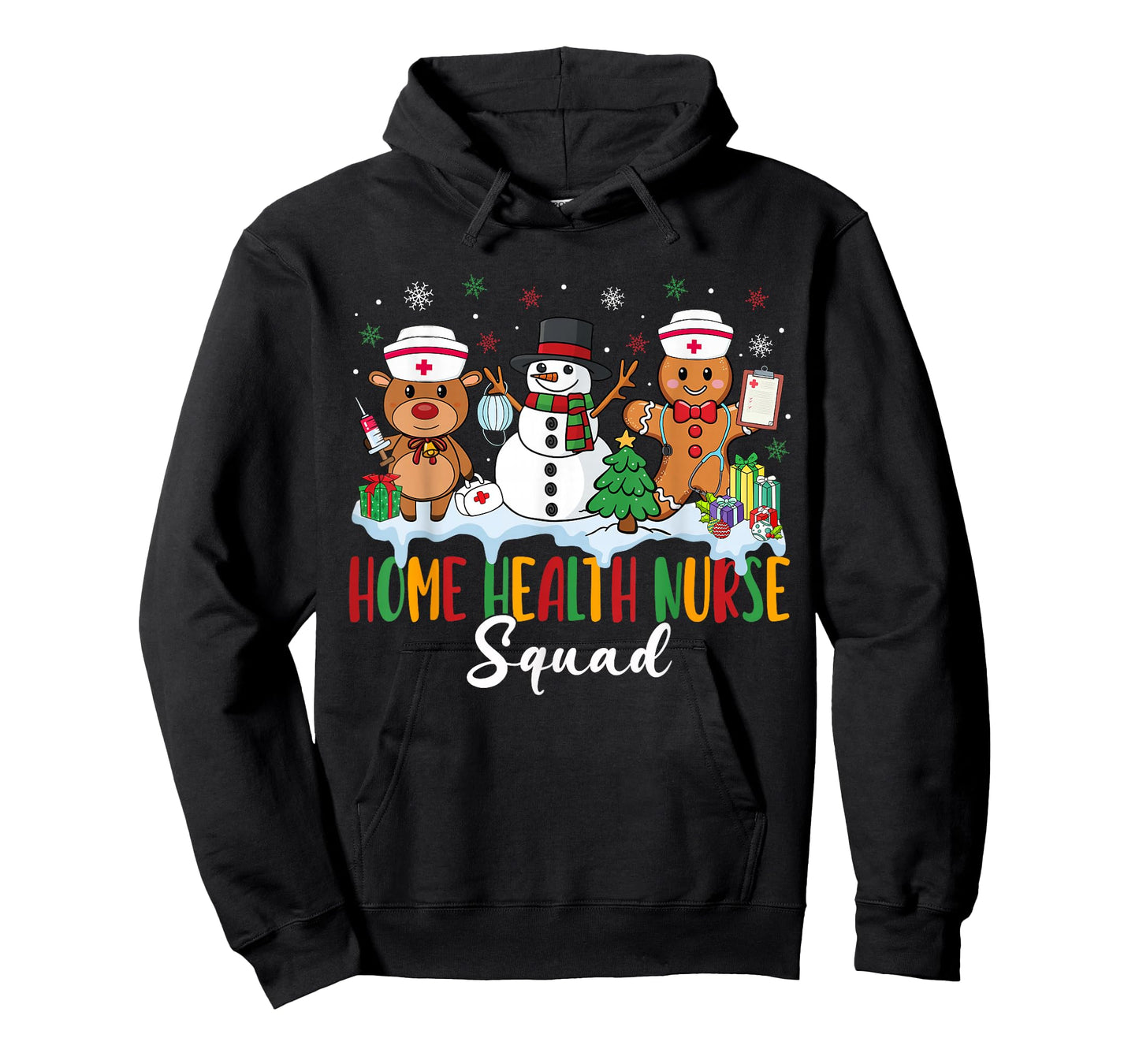 Home Health Nurse Squad Reindeer Gingerbread Christmas T-Shirt