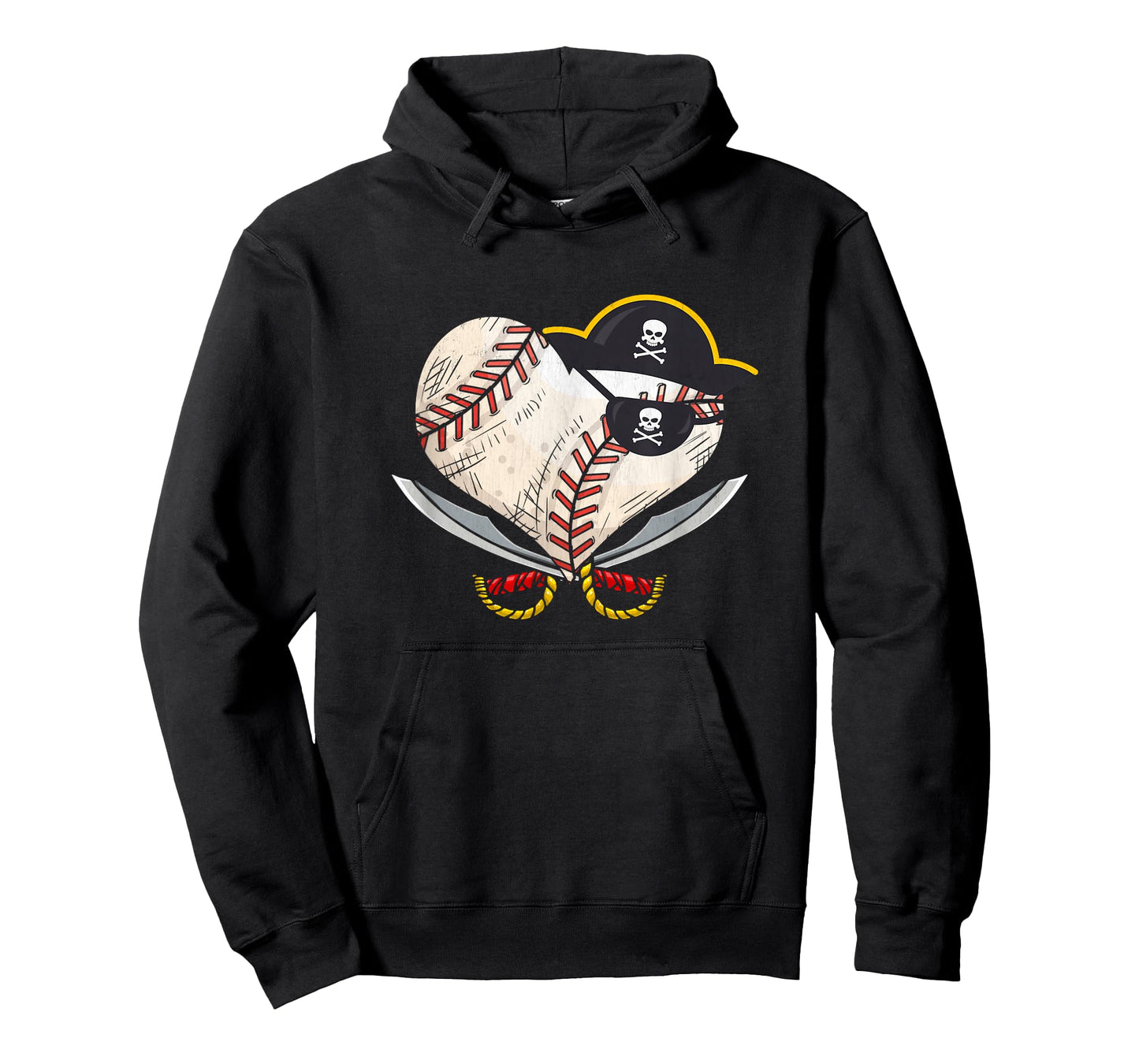 The Vintage Pirate Baseball Heart Ball with Skull Hat Sport T-Shirt