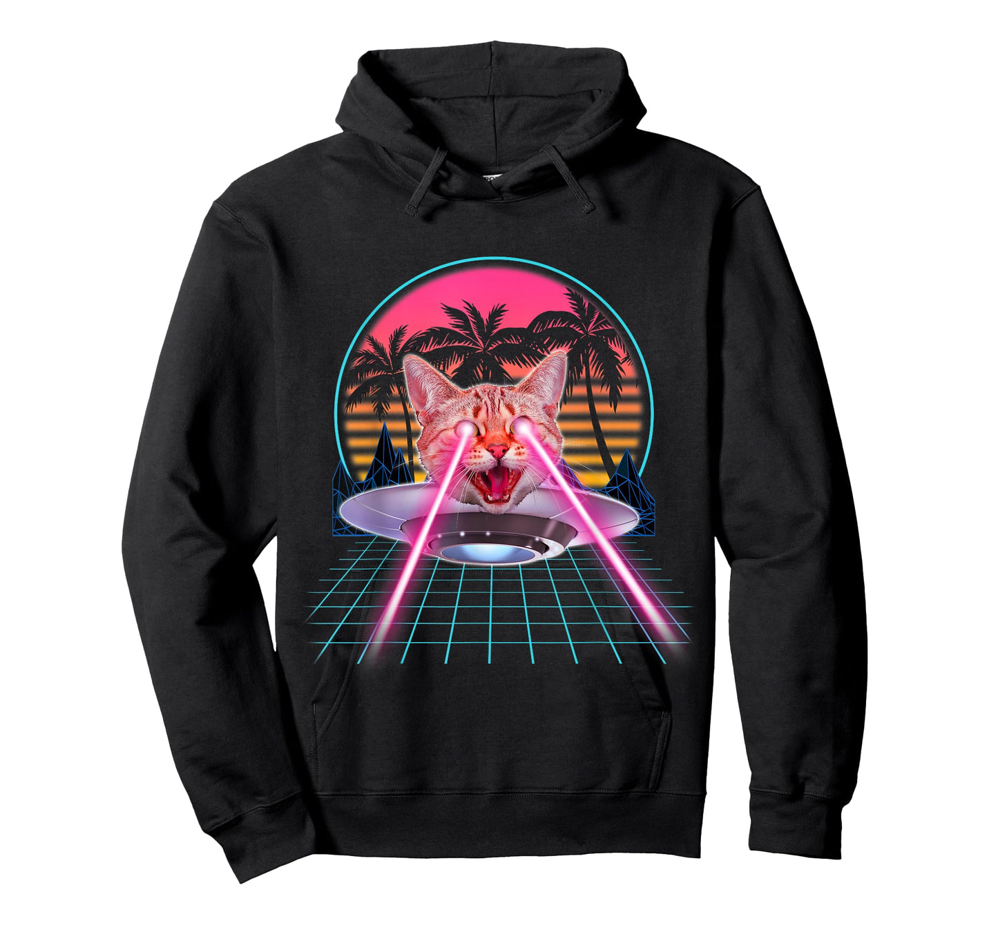 Laser Cat Eyes Kitten UFO Retro 80s Funny Cats Lovers T-Shirt