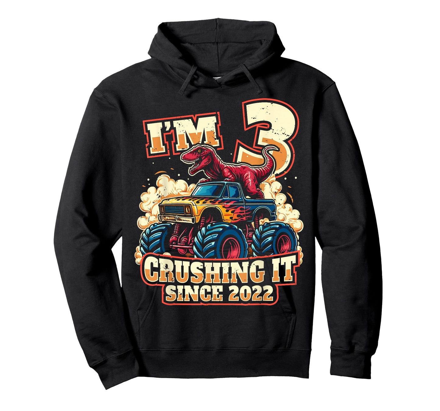 3 Year Old Boys 3rd Birthday Dinosaur Monster Truck Party T-Shirt