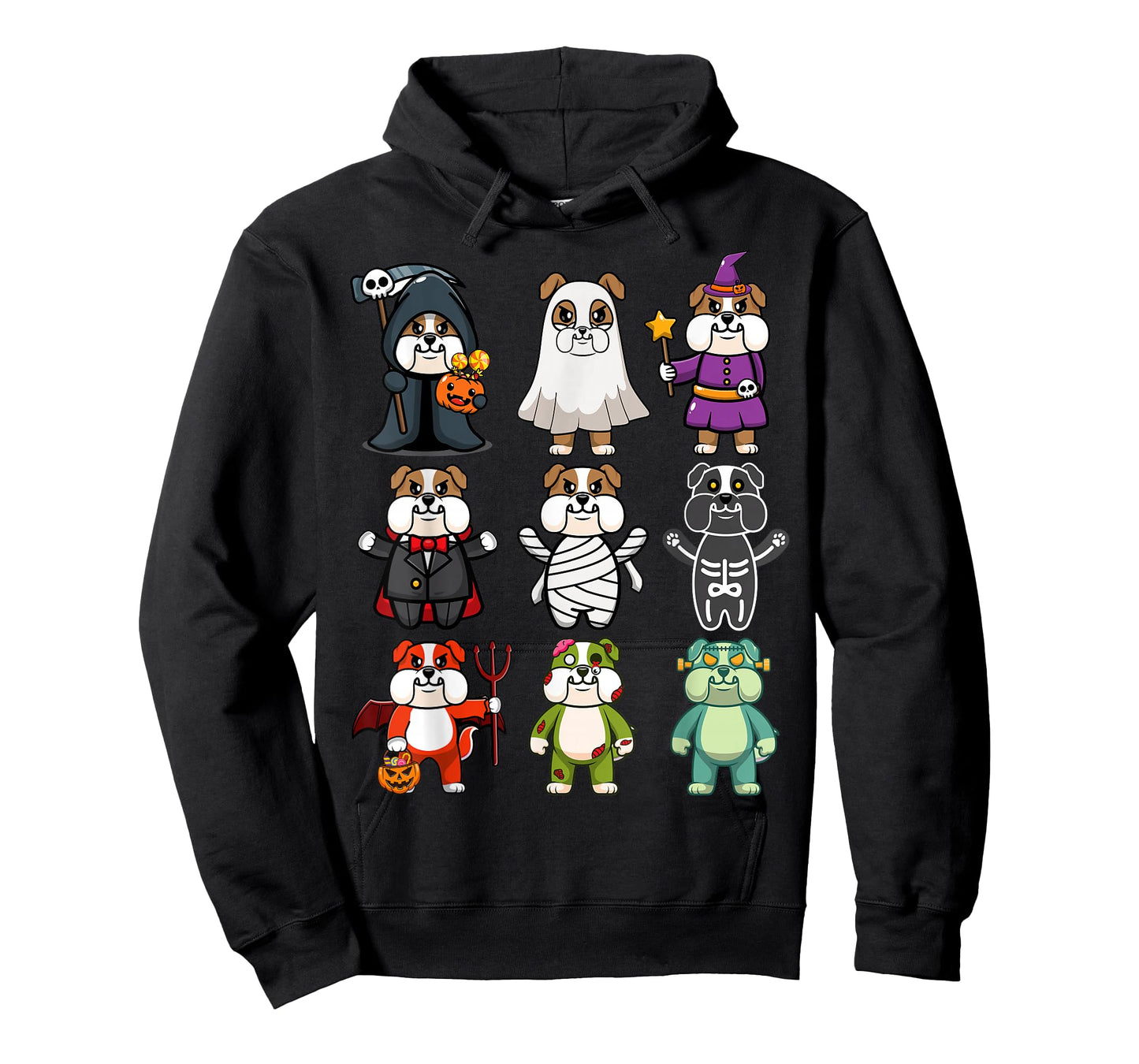 Bulldog Spooky Boo-Jee Horror Pumpkin Bulldog Halloween T-Shirt