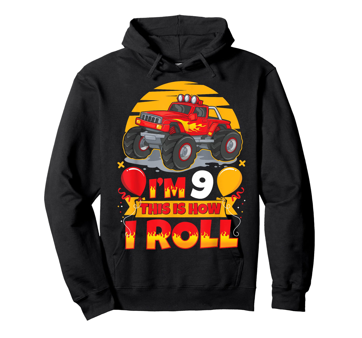 Hot Wheels Birthday I'm 9 This Is How I Roll Monster Truck T-Shirt