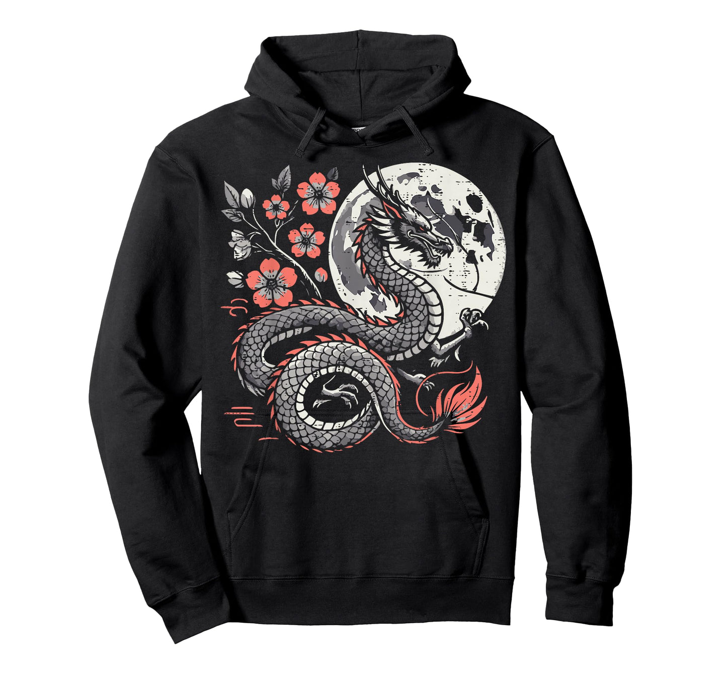 Japanese Dragon Sakura Moon Cherry Blossom Men Women Kids T-Shirt