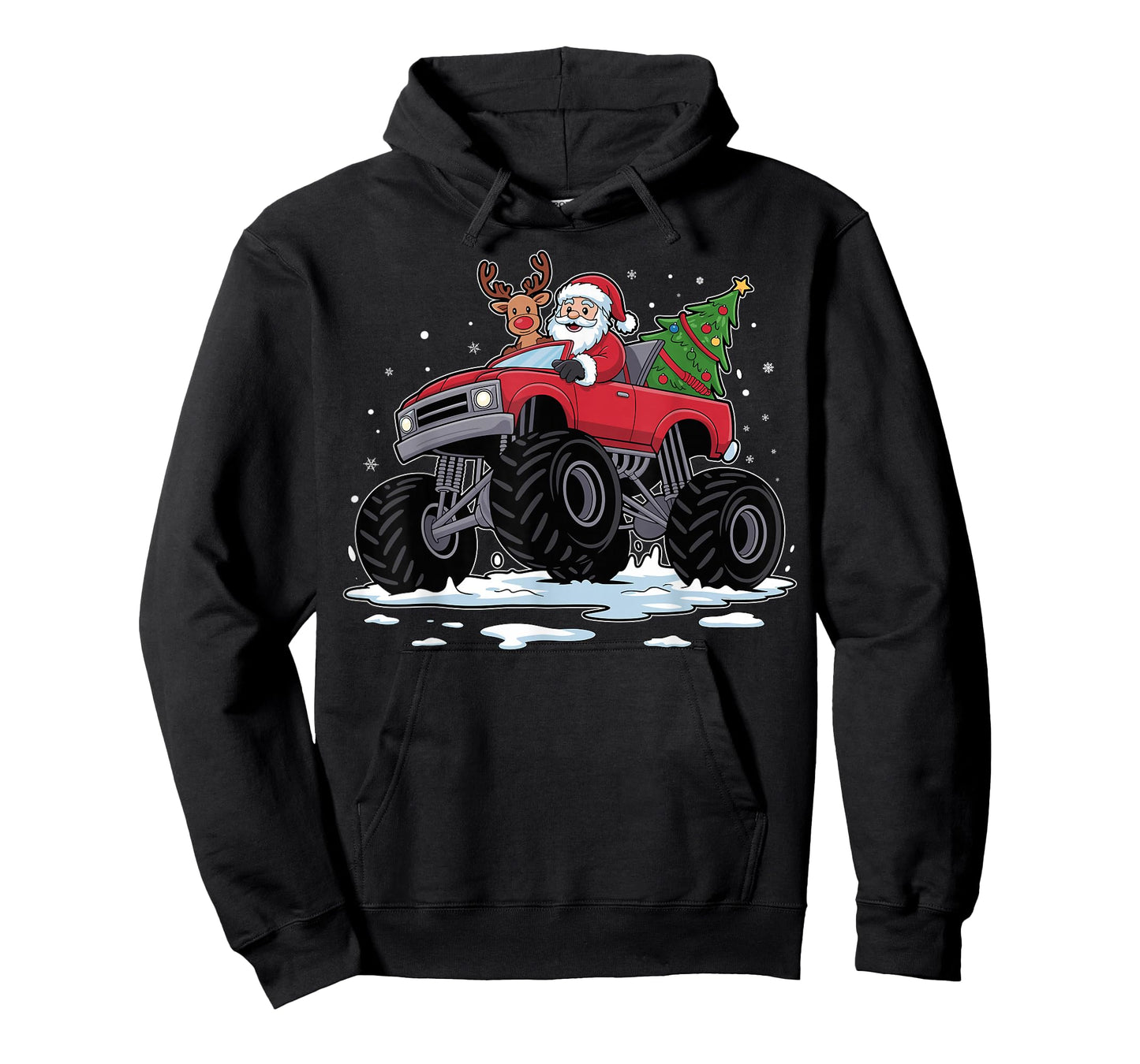Santa Red Monster Truck Christmas Reindeer Boys Toddler Xmas T-Shirt
