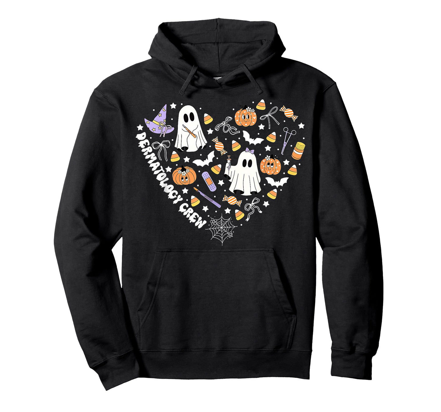 Halloween Dermatology Crew Ghost Pumpkin Heart Dermatologist T-Shirt