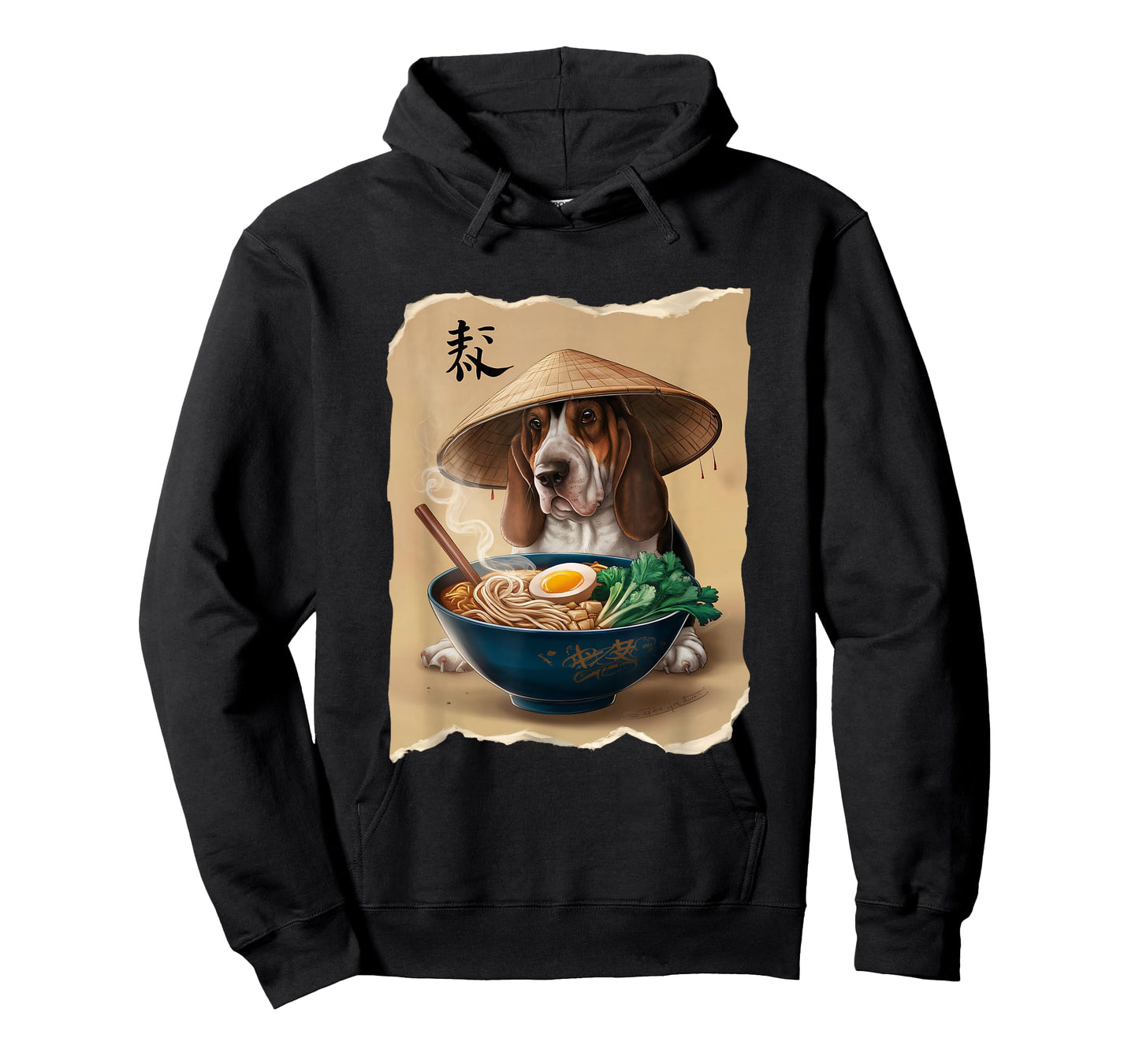 Men Woman Kawaii Eating Ramen Japanese Basset Hound T-Shirt