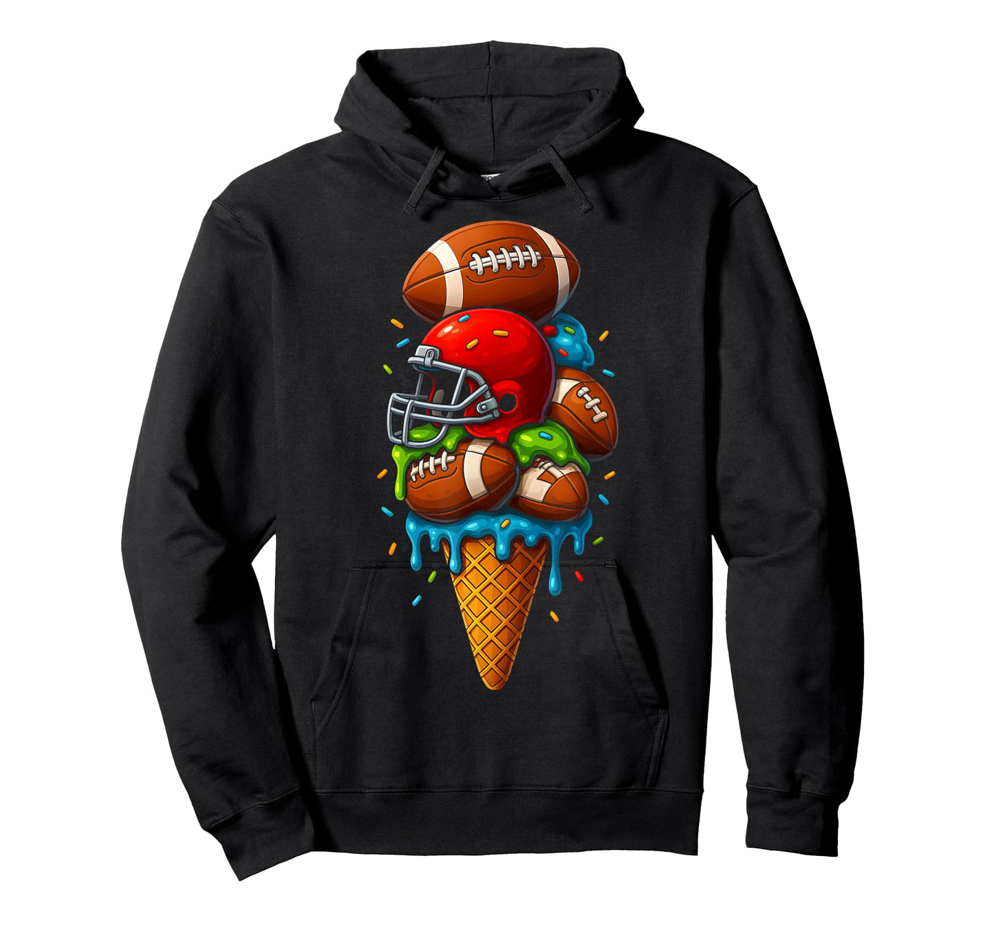 Football Ice Cream Drip Boys Football Stuff QB RB Sprinkles T-Shirt