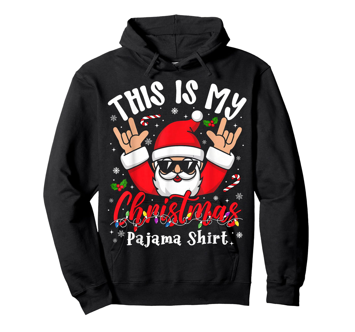 This is My Christmas Pajama Shirt Sunglasses Santa Rock On T-Shirt