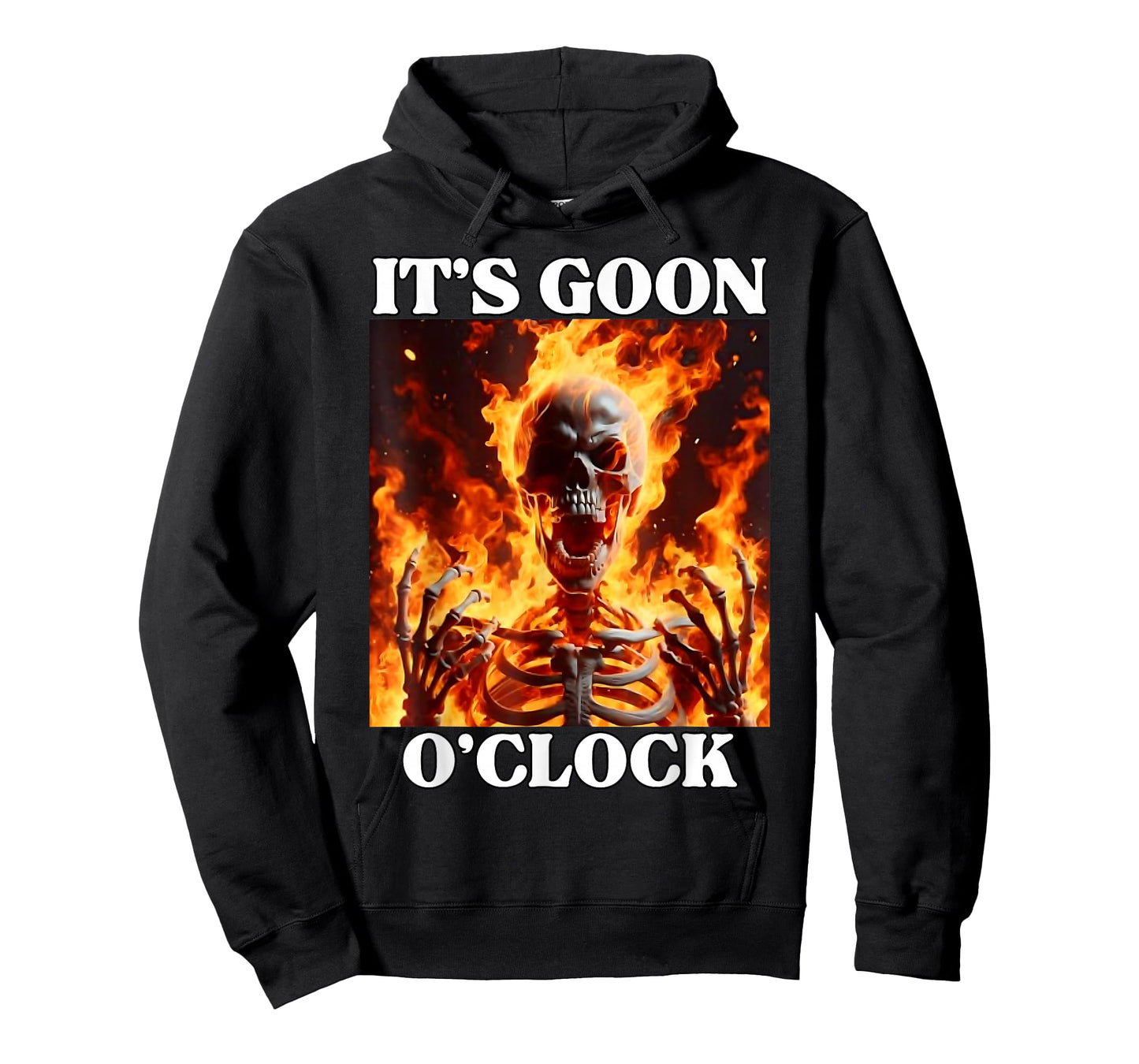 Gooning O'clock Funny Cringe Hard Skeleton Meme Flames T-Shirt