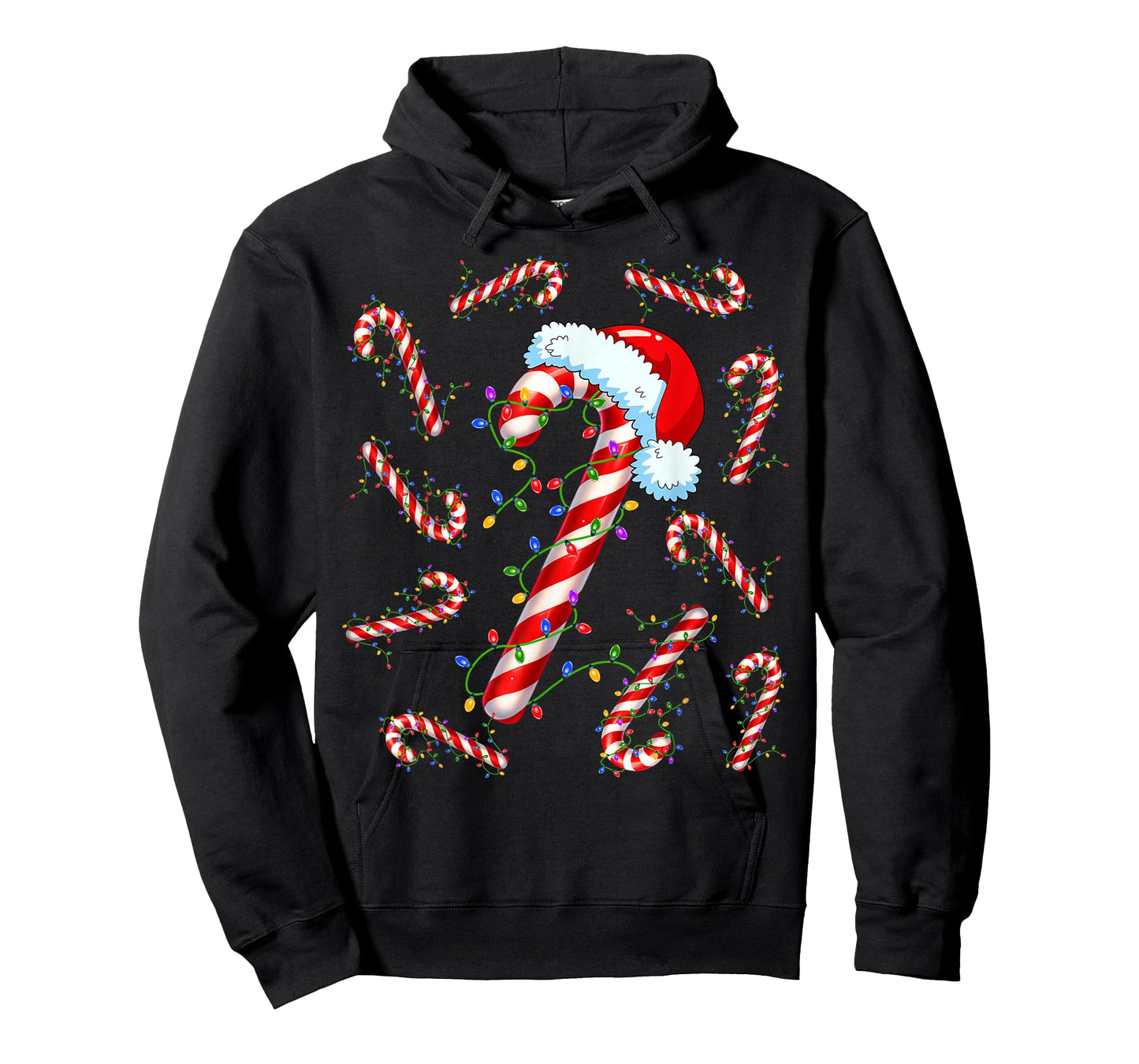 Candy Cane Santa Christmas Red and White Funny Xmas Lights T-Shirt
