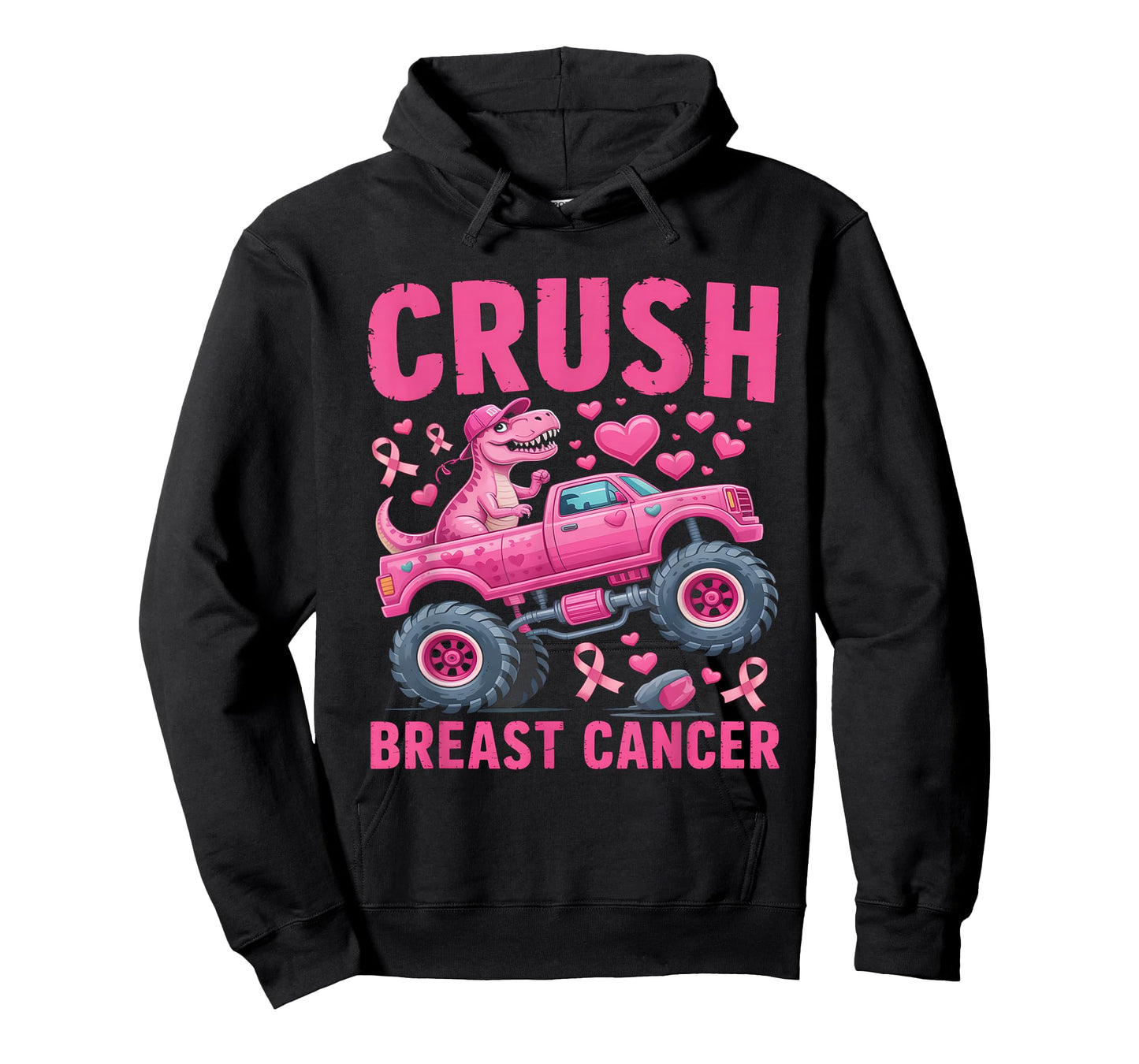 Crush Breast Cancer Awareness Monster Truck Toddler Boy Kids T-Shirt
