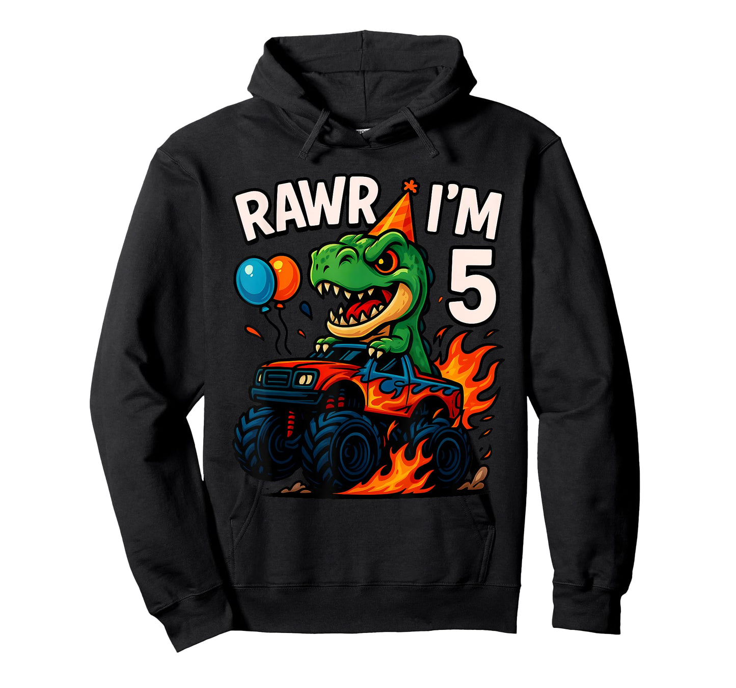 Rawr I'm 5 Fifth Birthday Party T Rex Monster Truck Boys Kid T-Shirt