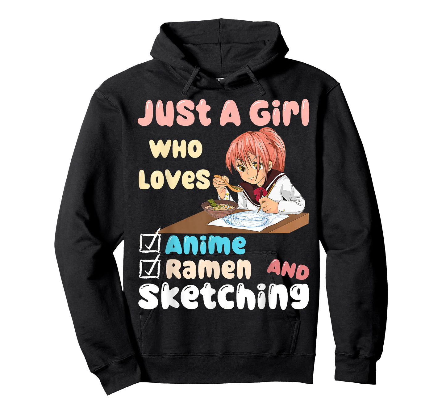 Kawaii Anime Just A Girl Who Loves Anime Ramen and Sketching T-Shirt