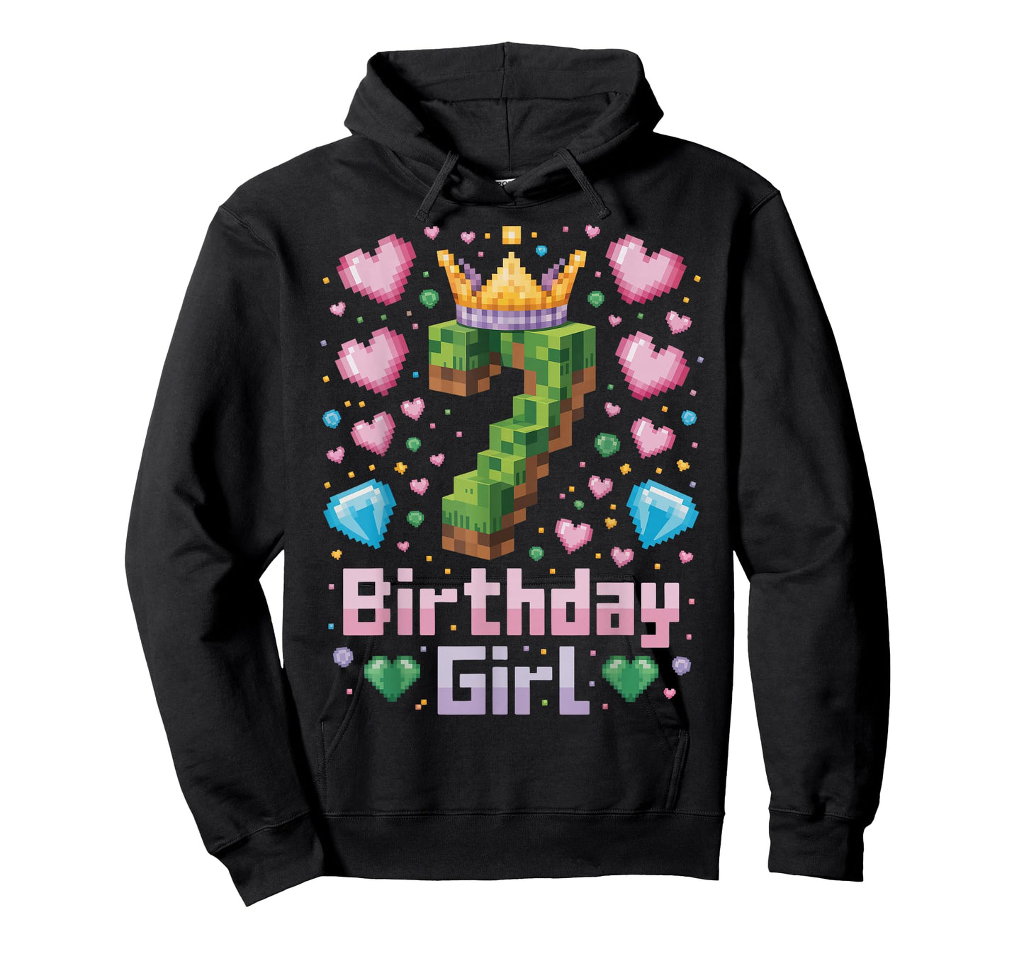 7th Birthday Girl Shirt Gaming Pixel Number Party 7 Year Old T-Shirt
