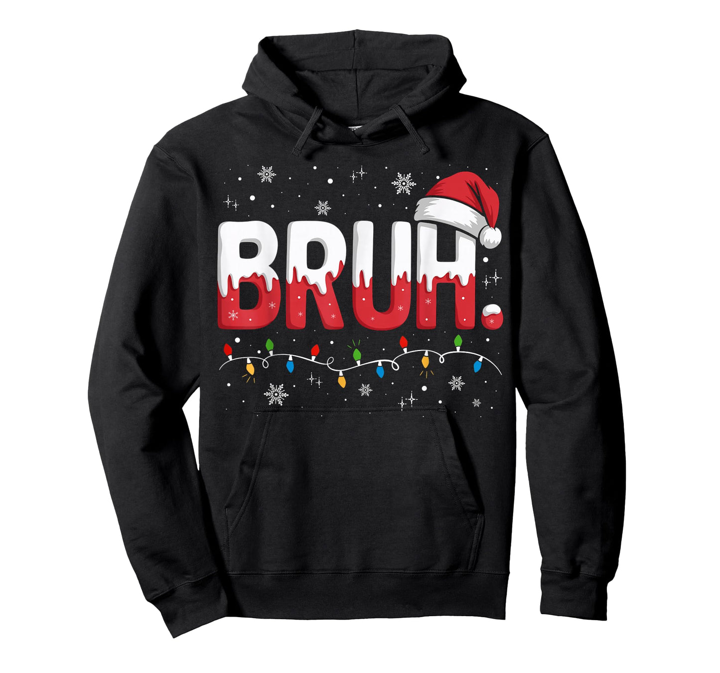 Bruh Christmas Shirt Funny Snow Santa Hat Xmas Lights Tee T-Shirt