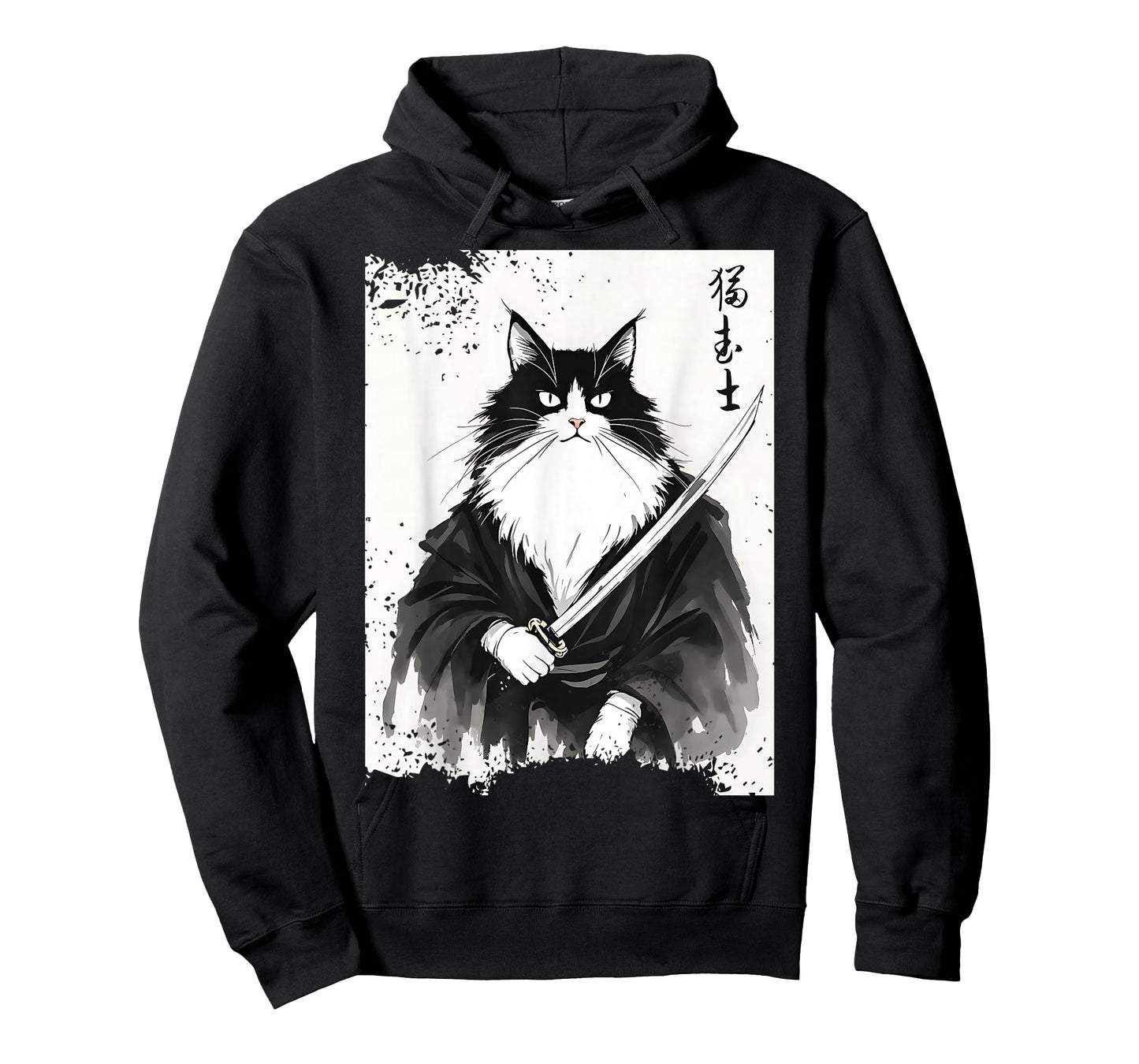 Fierce Samurai Cat Japanese Ukiyo-e Art Anime Warrior Design T-Shirt